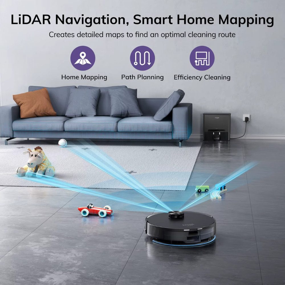 ILIFE Saugroboter S20 Saug- und Wischroboter mit Absaugstation Roboter, 40 W, mit Beutel, Erstellung flexibler Zeitpläne, App-Steuerung