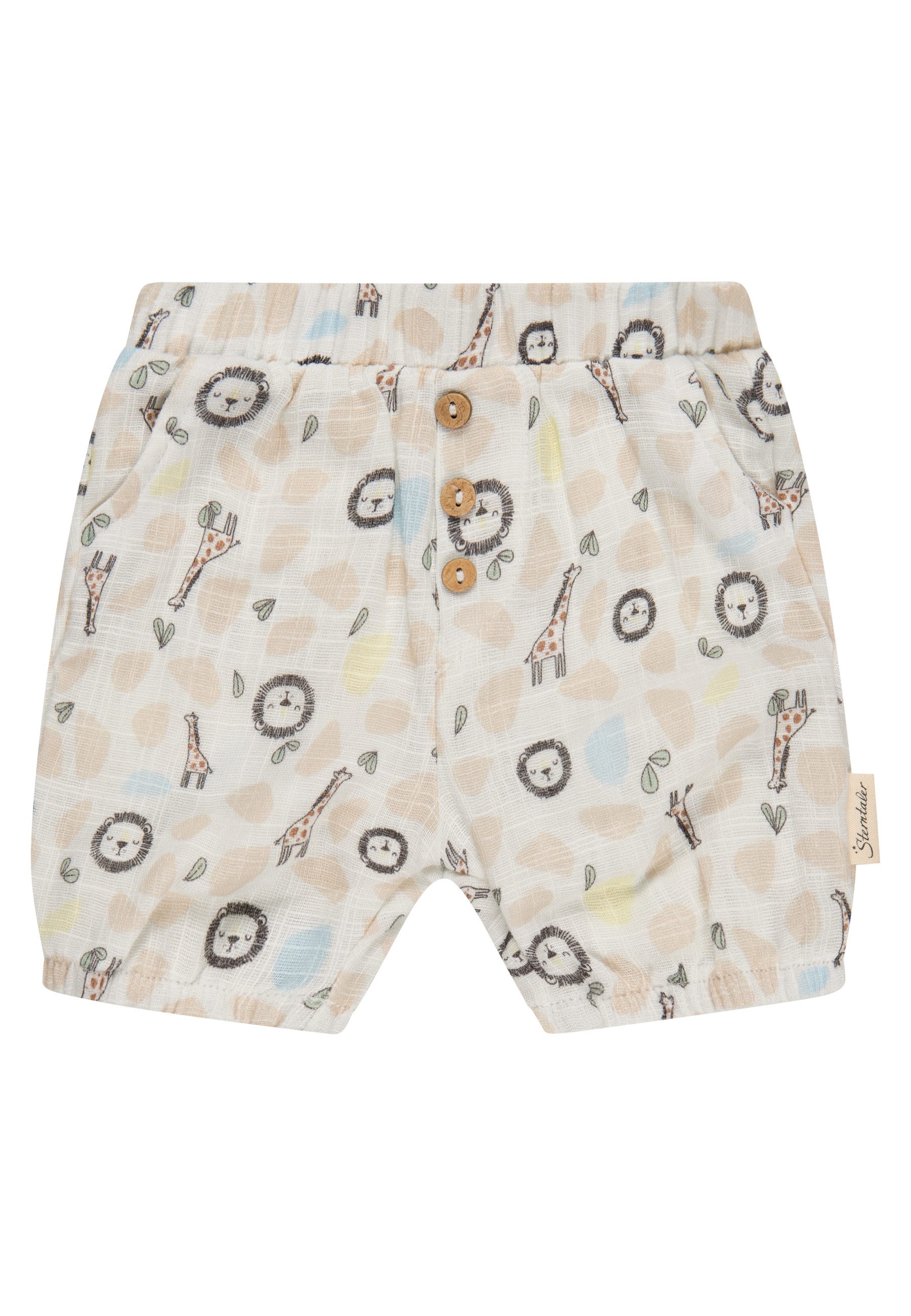 Sterntaler® Shorts Shorts Safari (1-tlg) Shorts, Leinenoptik m. Safari-Print, elastisches Bündchen, Kokosknöpfe