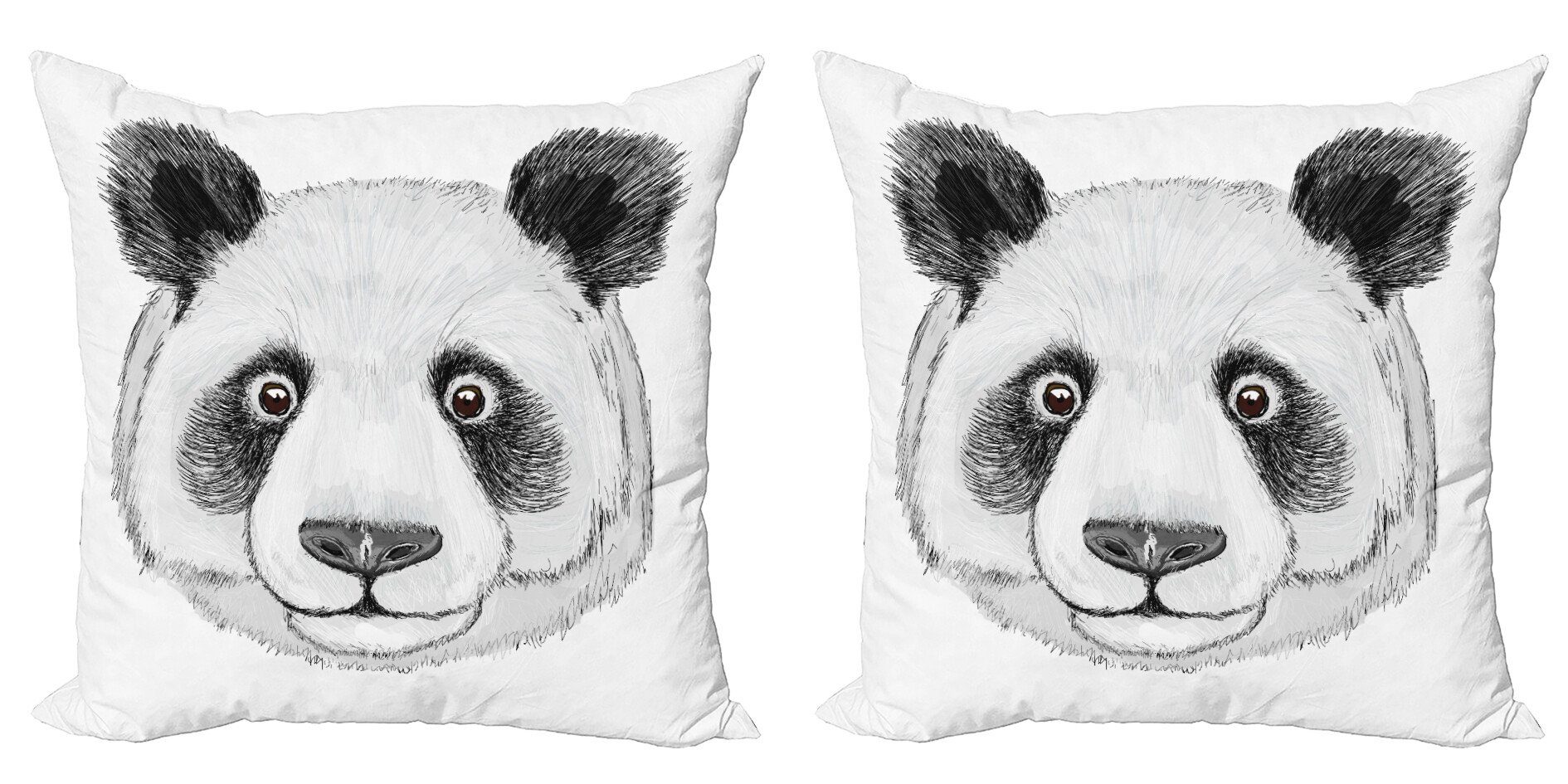 Kissenbezüge Modern Accent Doppelseitiger Digitaldruck, Abakuhaus (2 Stück), Tier Hand gezeichnet Panda