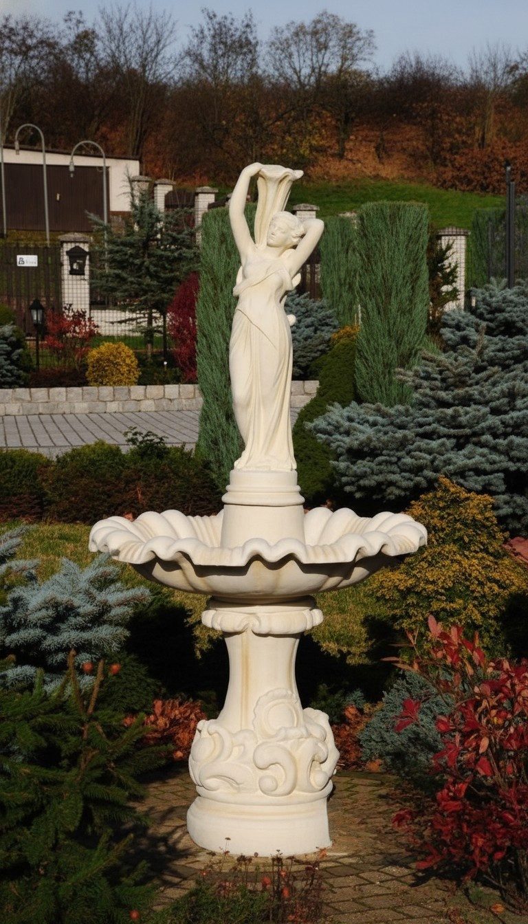 JVmoebel Gartenbrunnen Kunstvoller handgefertigter Steinbrunnen als Gartendekoration Sofort, Made in Europa
