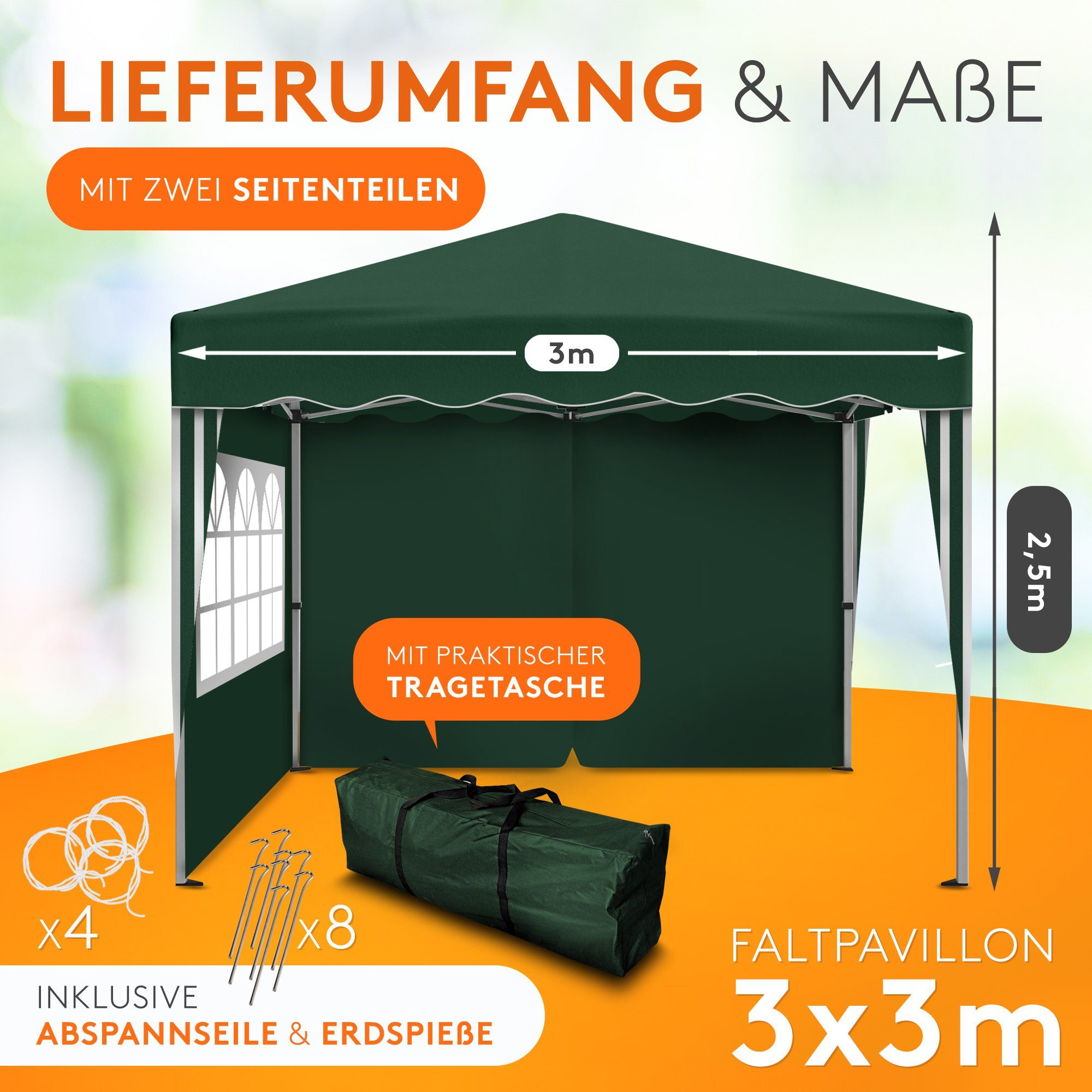 Kronenburg Faltpavillon 3x3 m wasserdicht - günstig online kaufen