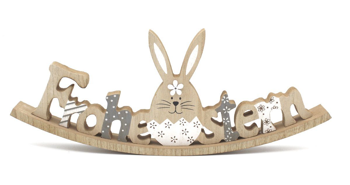 LB H&F Lilienburg Dekoobjekt Osterdeko Osterdekoration Tischdeko Tischdekoration Ostern Schriftzug (Buchstaben Dekofigur Osterfigur Osterhase Frühling Frühlingsdeko Fensterbank Wohnzimmer Osteraufsteller Dekoaufsteller Dekohase Hase 2025 Hygge Shabby Landhaus modern Holz weiß grau natürlich Natur WIPPE)