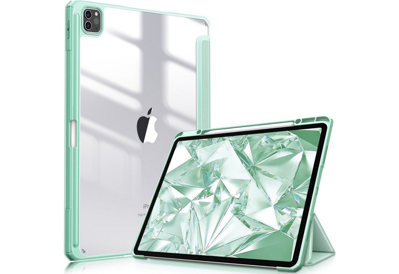Fintie Tablet-Hülle für iPad Pro 12.9 2022 (6. Generation)/ iPad Pro 12.9 2021/2020/2018, mit Stifthalter-Hülle mit transparenter Hartschale auf der Rückseite