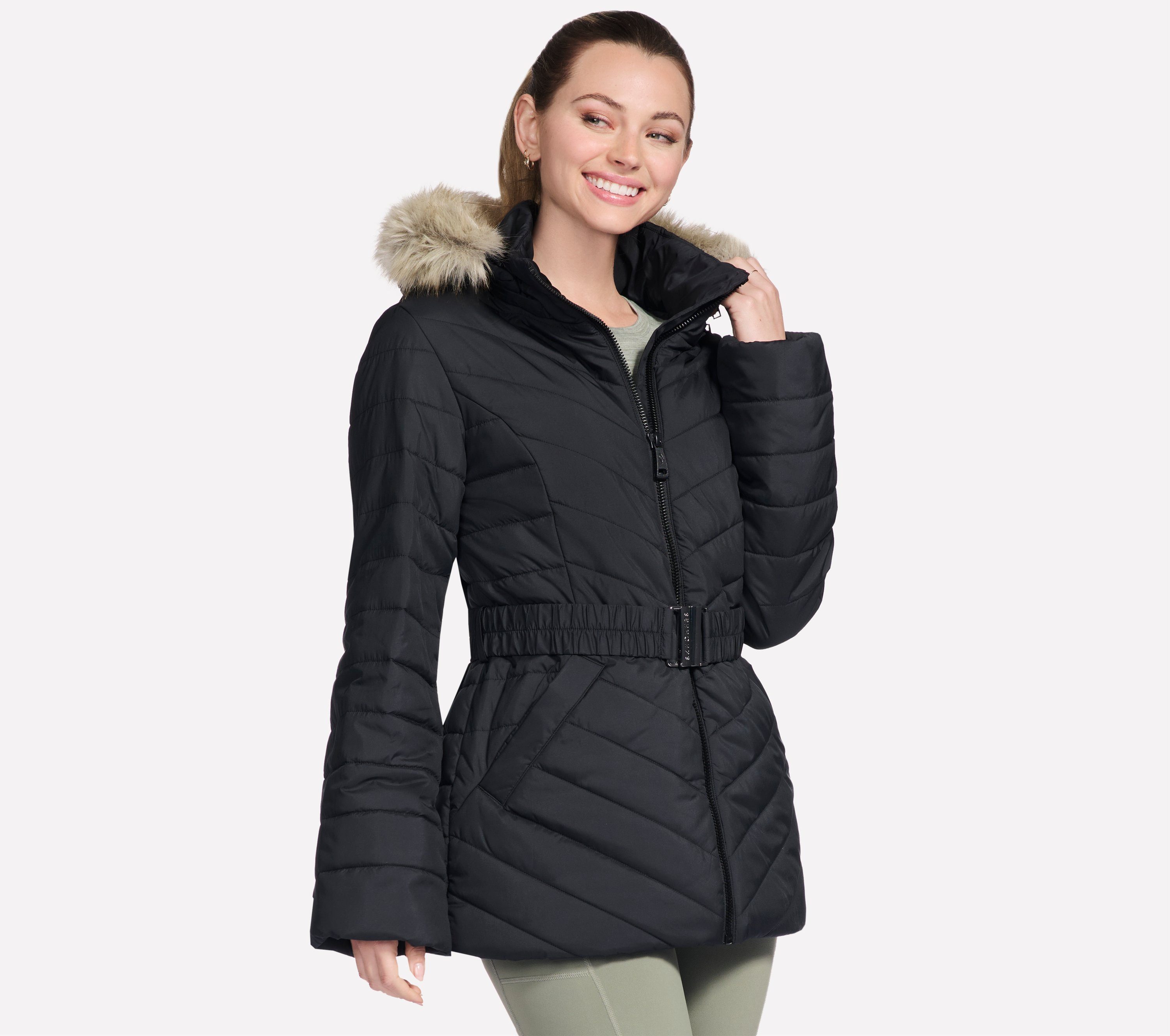 Skechers Winterjacke ON-THE-GO BELTED PARKA mit Gürtel, aus GO SHIELD™ Cozy Fit®-Material