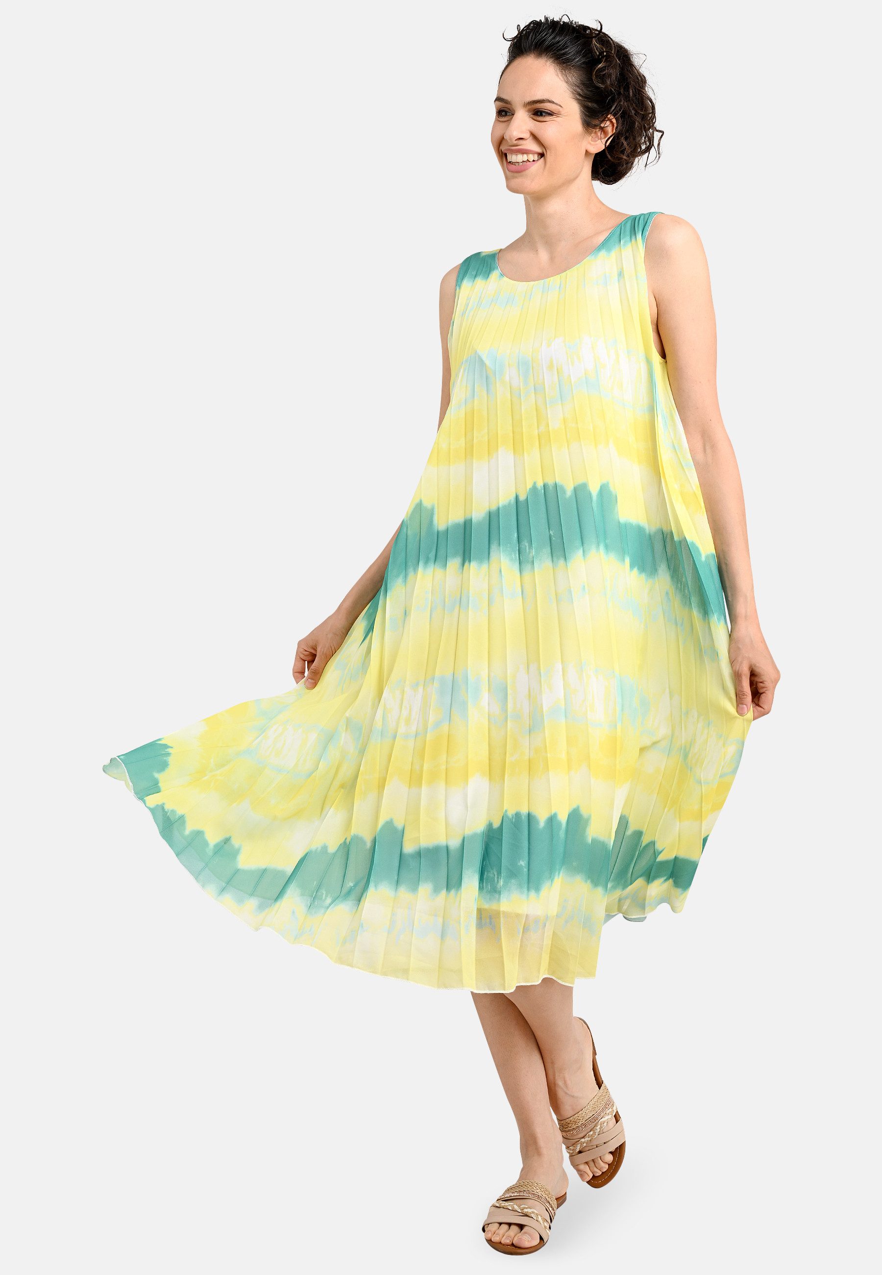 BICALLA Midikleid Dress PlisseePrint - 05/yellow-green (1-tlg)