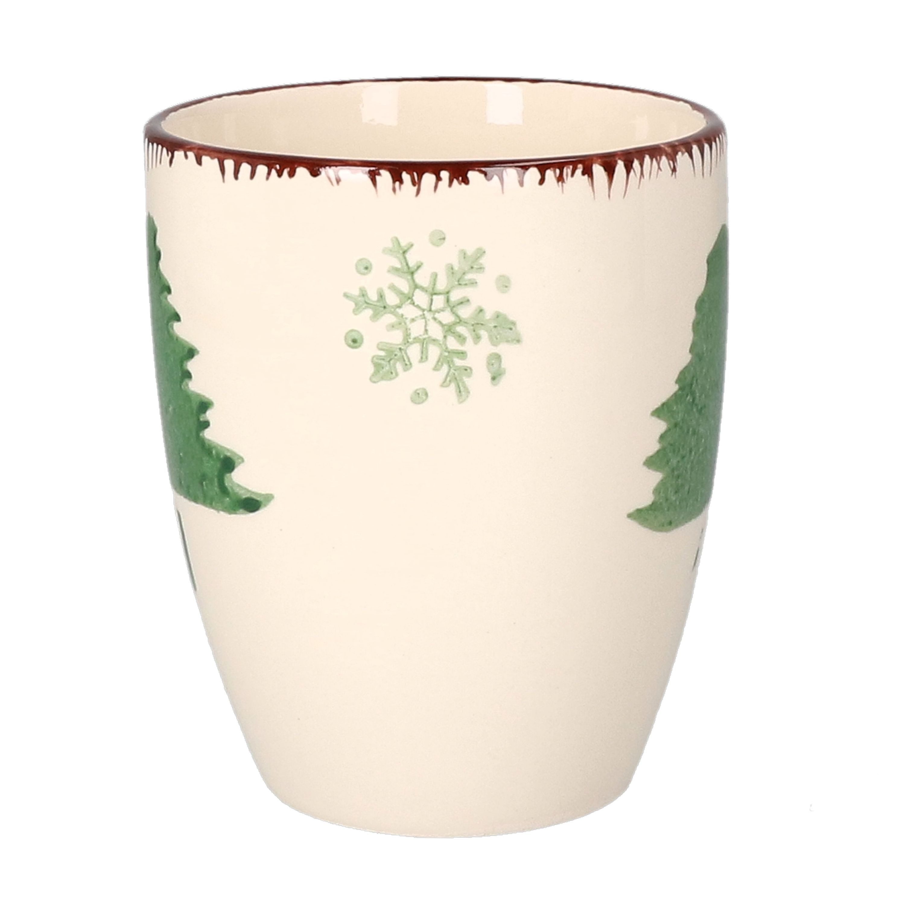 MamboCat Becher 6er Set Kaffeebecher Schneeflocke & Tannenbaum 300ml - 23105770, Steingut