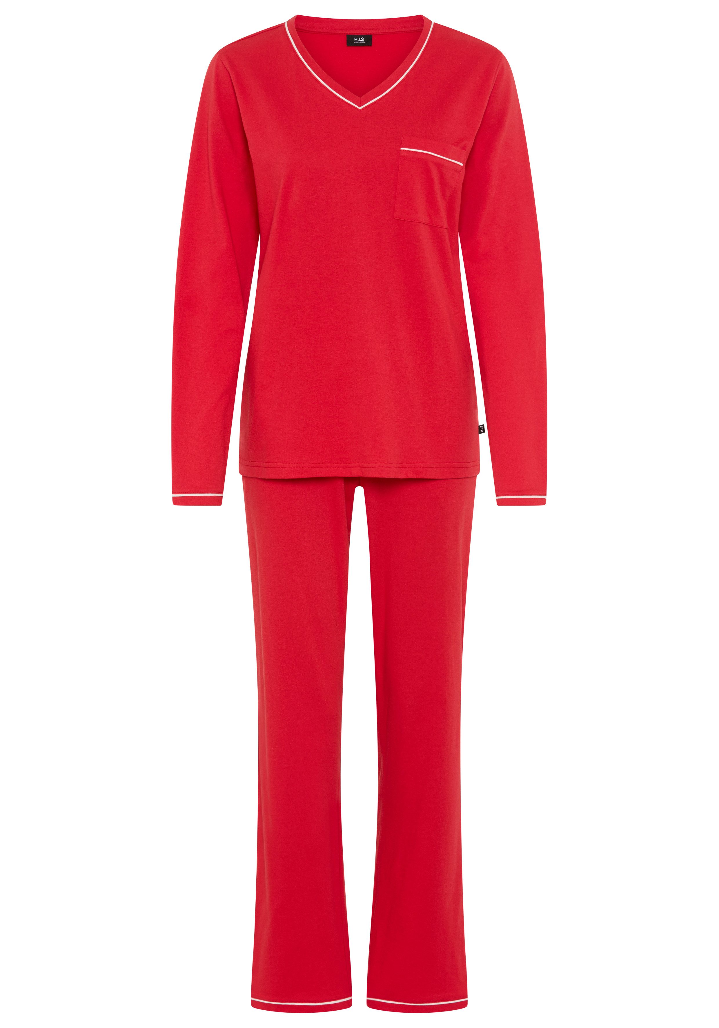 H.I.S Pyjama (Set, 2 tlg) mit Paspelierung in Kontrastfarbe