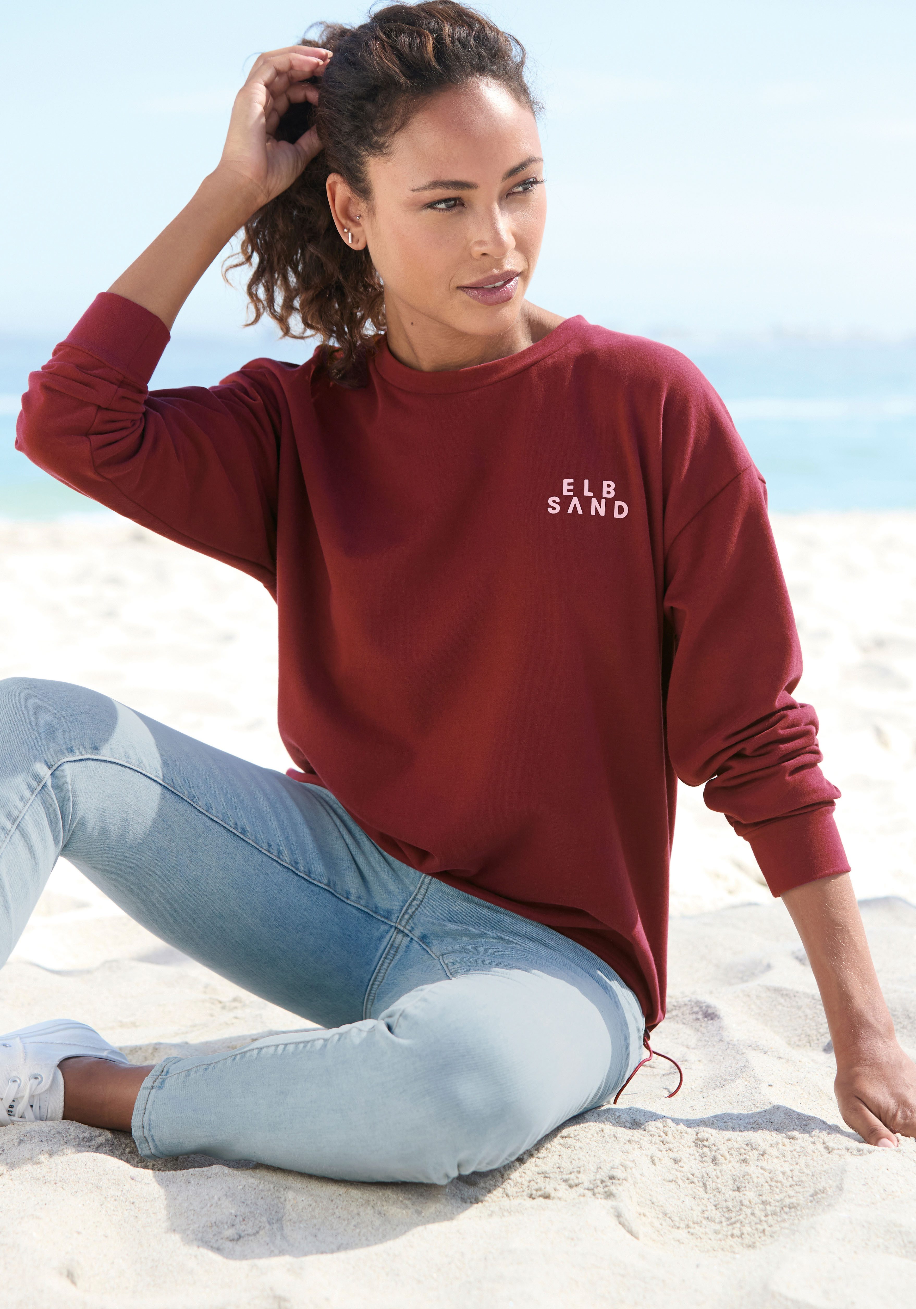 Elbsand Sweatshirt Carisa mit verstellbarem Gummizug am Saum, lockere Passform, casual-sportlich
