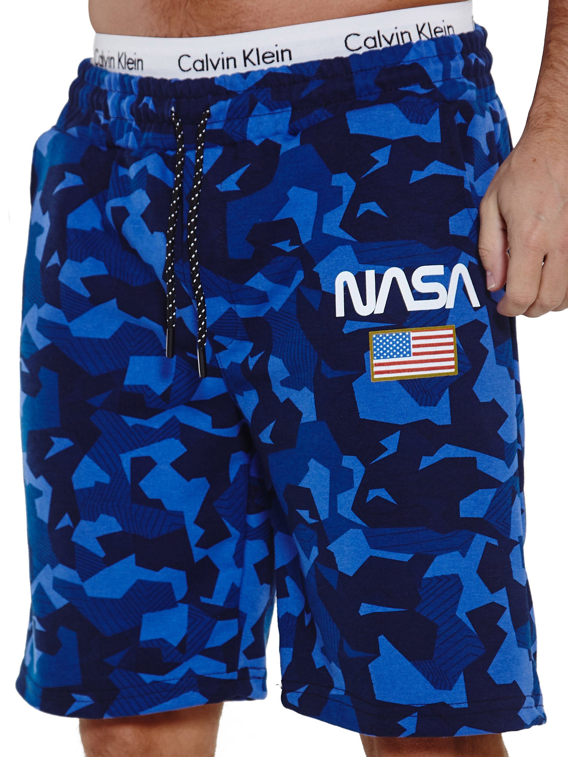 OneRedox Shorts SH-3711 (Kurze Hose Bermudas Sweatpants, 1-tlg., im modischem Design) Fitness Freizeit Casual Camo Blau