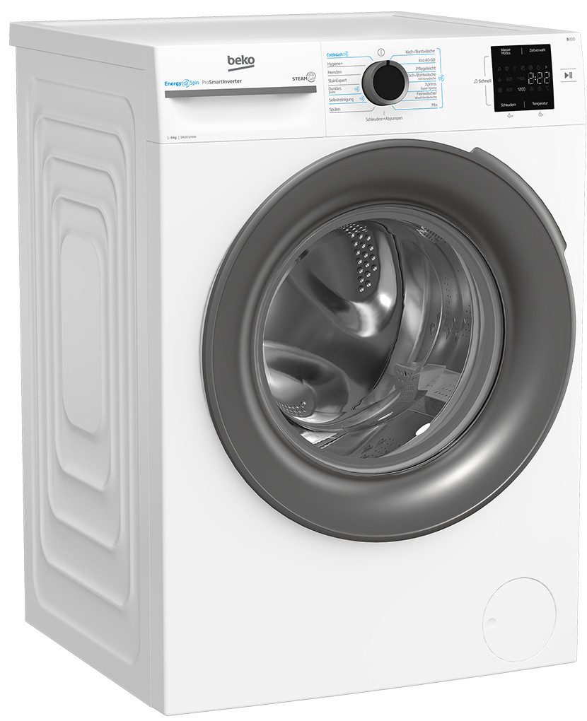 BEKO Waschmaschine BM3WFU4941W1, 9 kg, 1400 U/min, SteamCure, Coldwash, EnergySpin, Kindersicherung