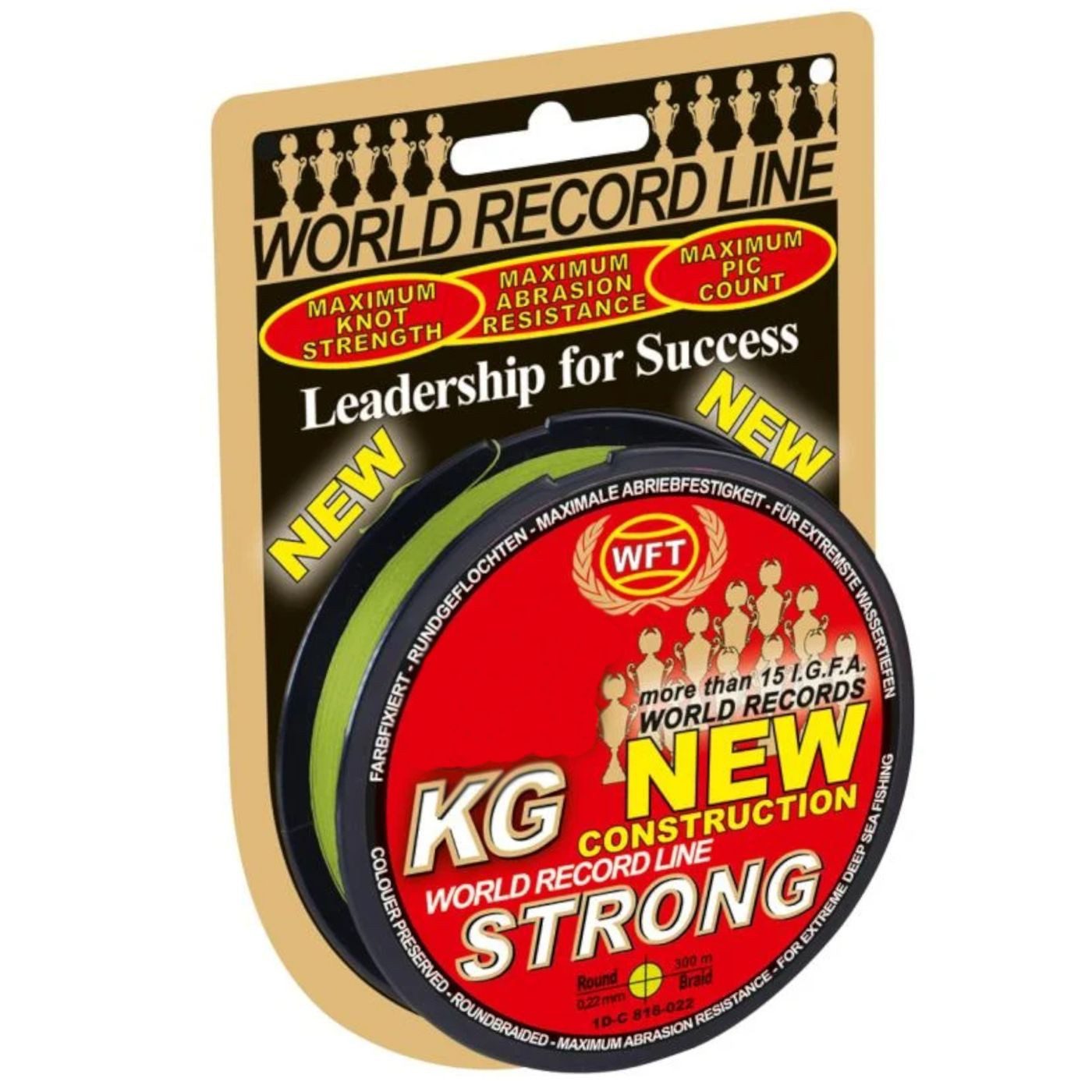 Angelschnur WFT 0,22mm 32kg Strong Chartreuse - 300m geflochtene Angelschnur