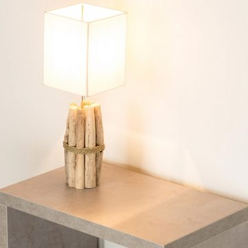 Levandeo® Nachttischlampe, Tischlampe 17x50x17cm Treibholz Tischleuchte Unikat Holz Lampe