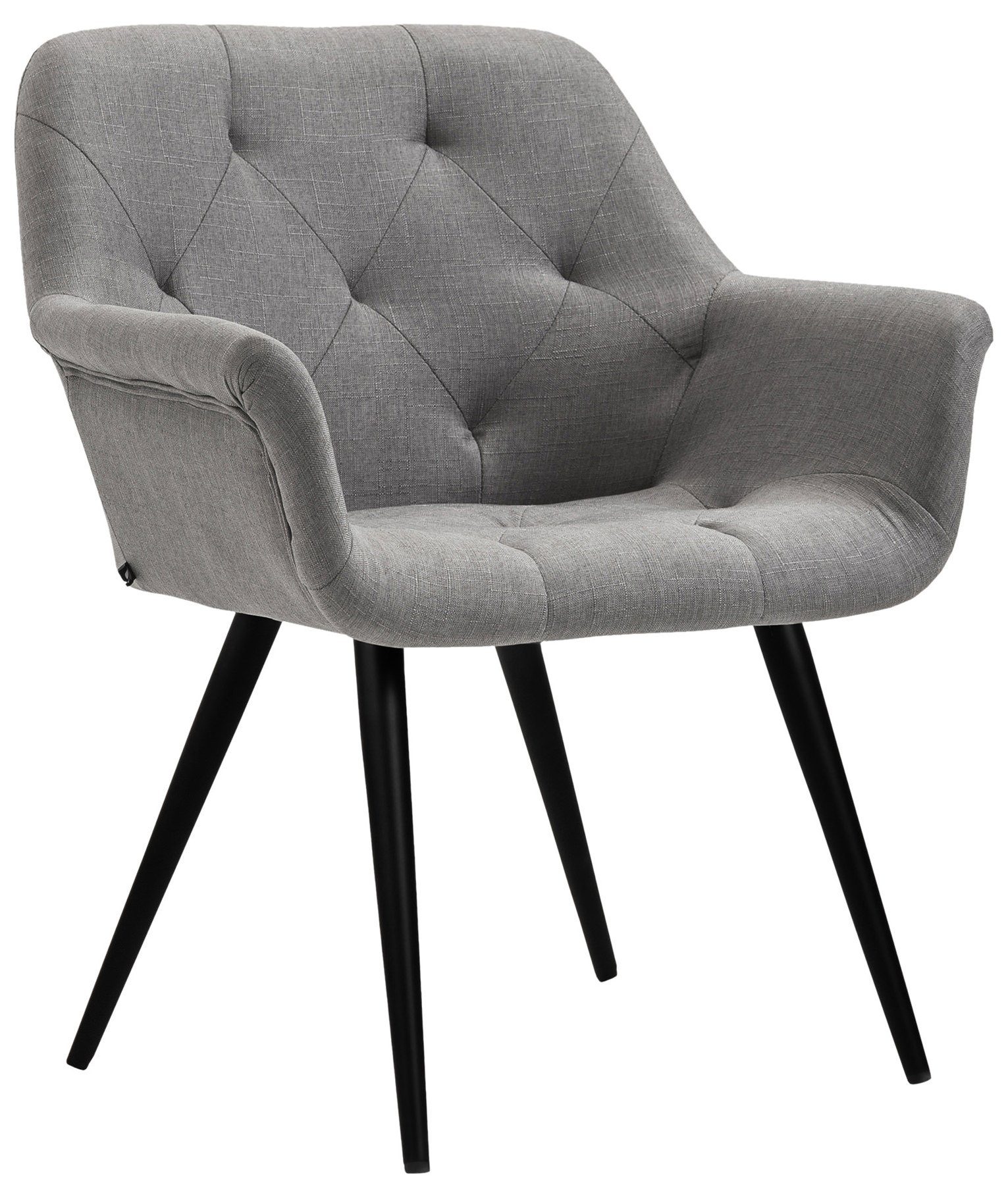 Lamfol Metall schwarz - Gestell: - (Küchenstuhl Sitzfläche: grau - hochwertig Konferenzstuhl Stoff mit gepolsterter Sitzfläche - TPFLiving Esstischstuhl Wohnzimmerstuhl), Esszimmerstuhl