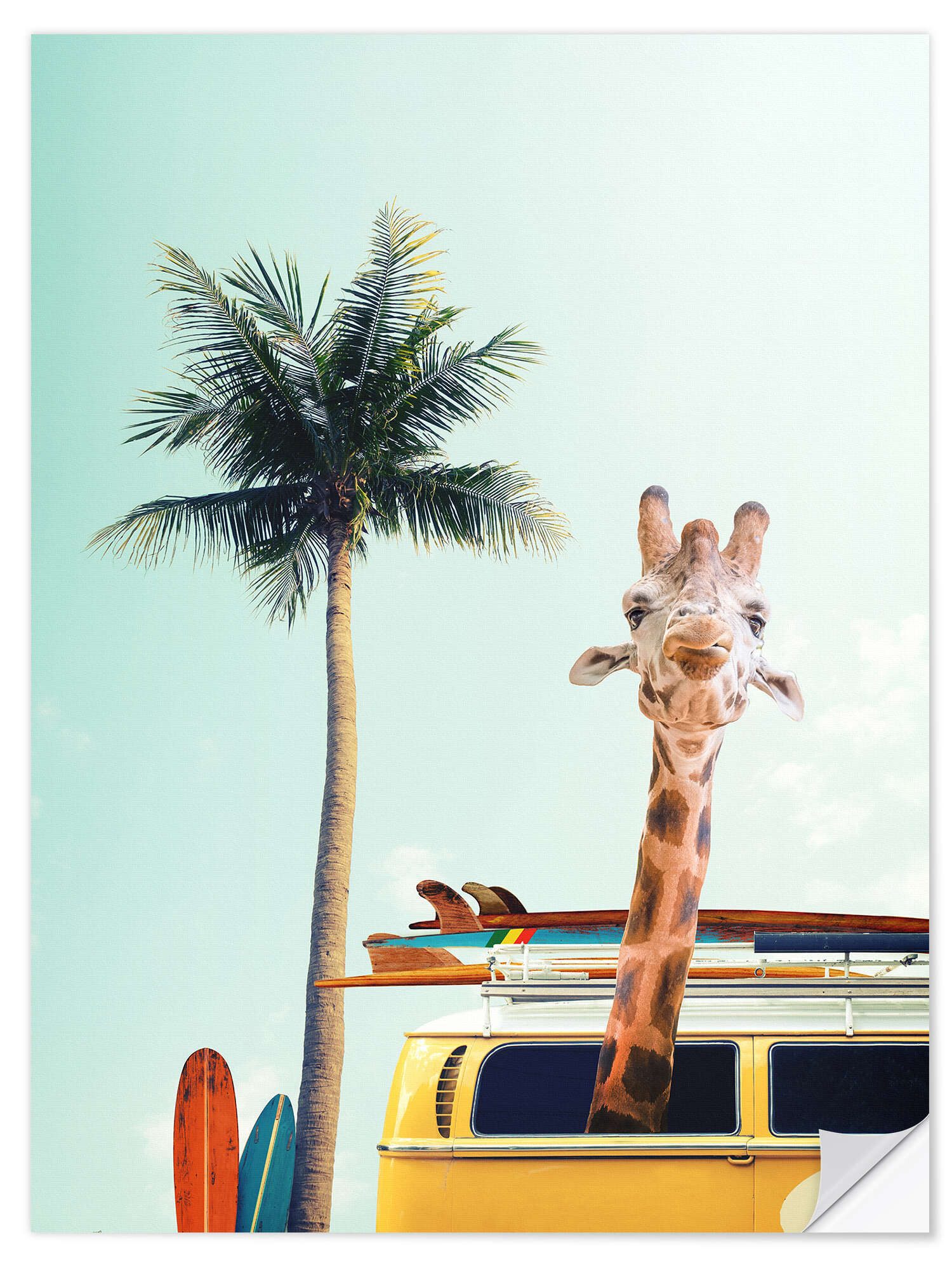 Posterlounge Wandfolie Kidz Collection, Surfer Giraffe, Jugendzimmer Kindermotive