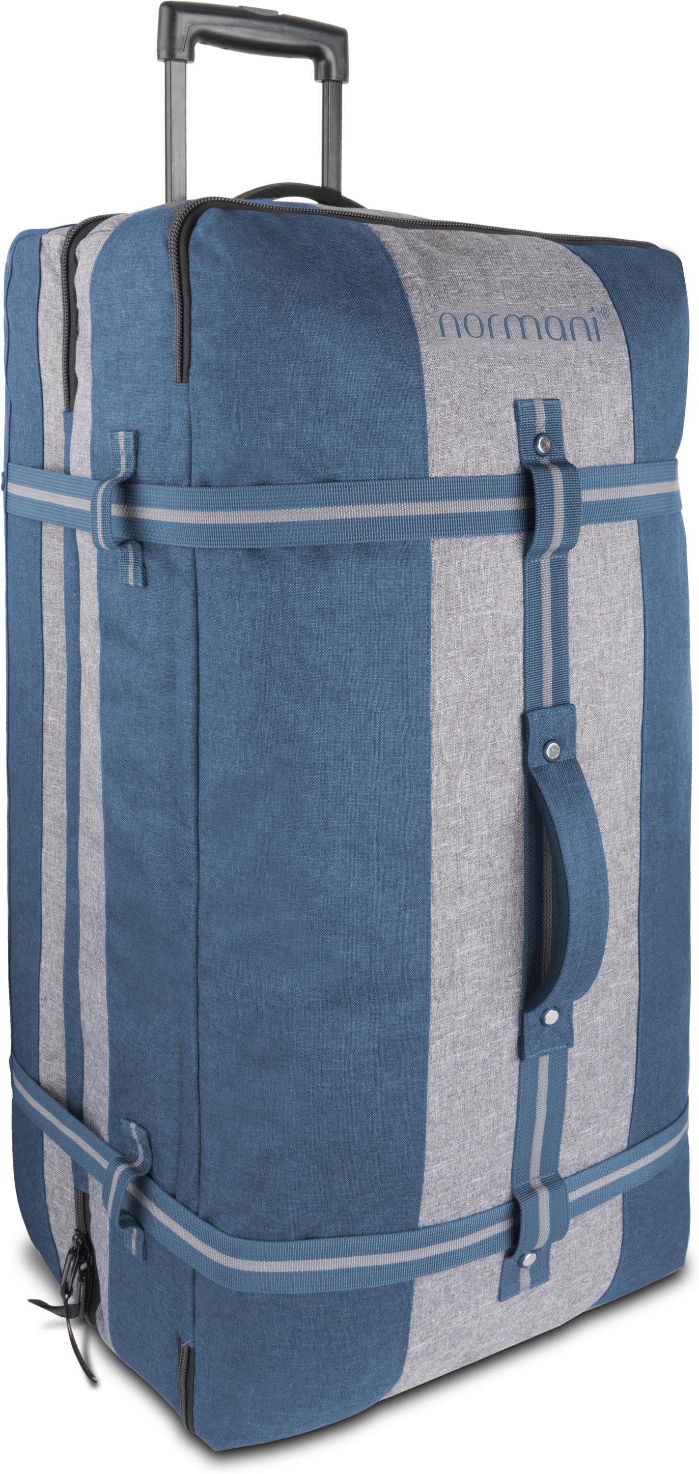 Rollen 125 Große Kleidertaschen normani Reisetasche Aurori 125, Blau/Grau Reisetasche mit Reisetasche mit 4 L