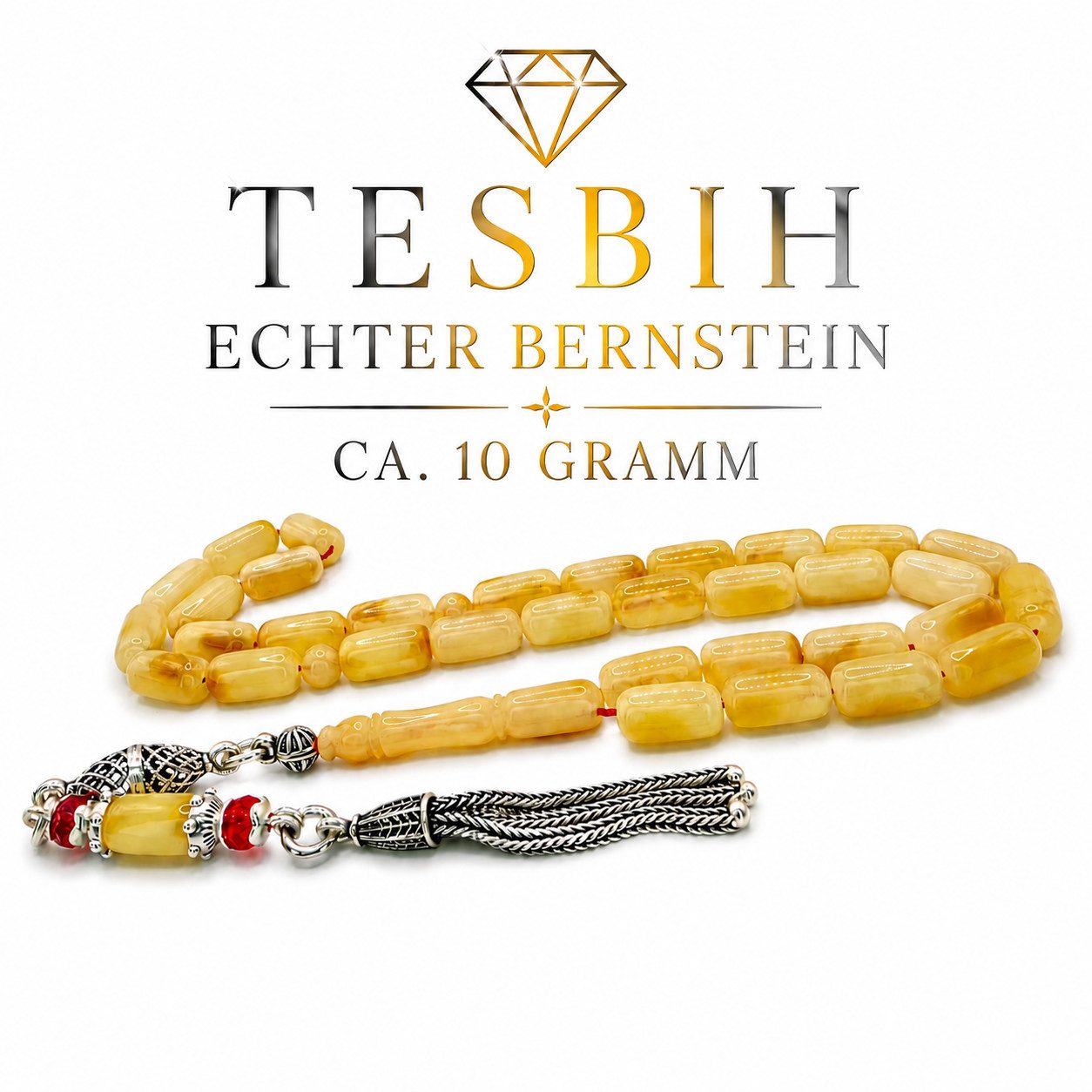 interbed Kettenanhänger Tesbih 33 Perlen (Bernstein, Gebetskette)