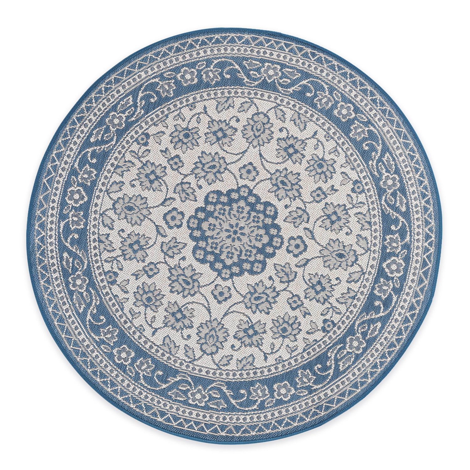 DomDeco Teppich In- & Outdoor Teppich Rund Finn, strapazierfähiger Flachgewebe 120cm