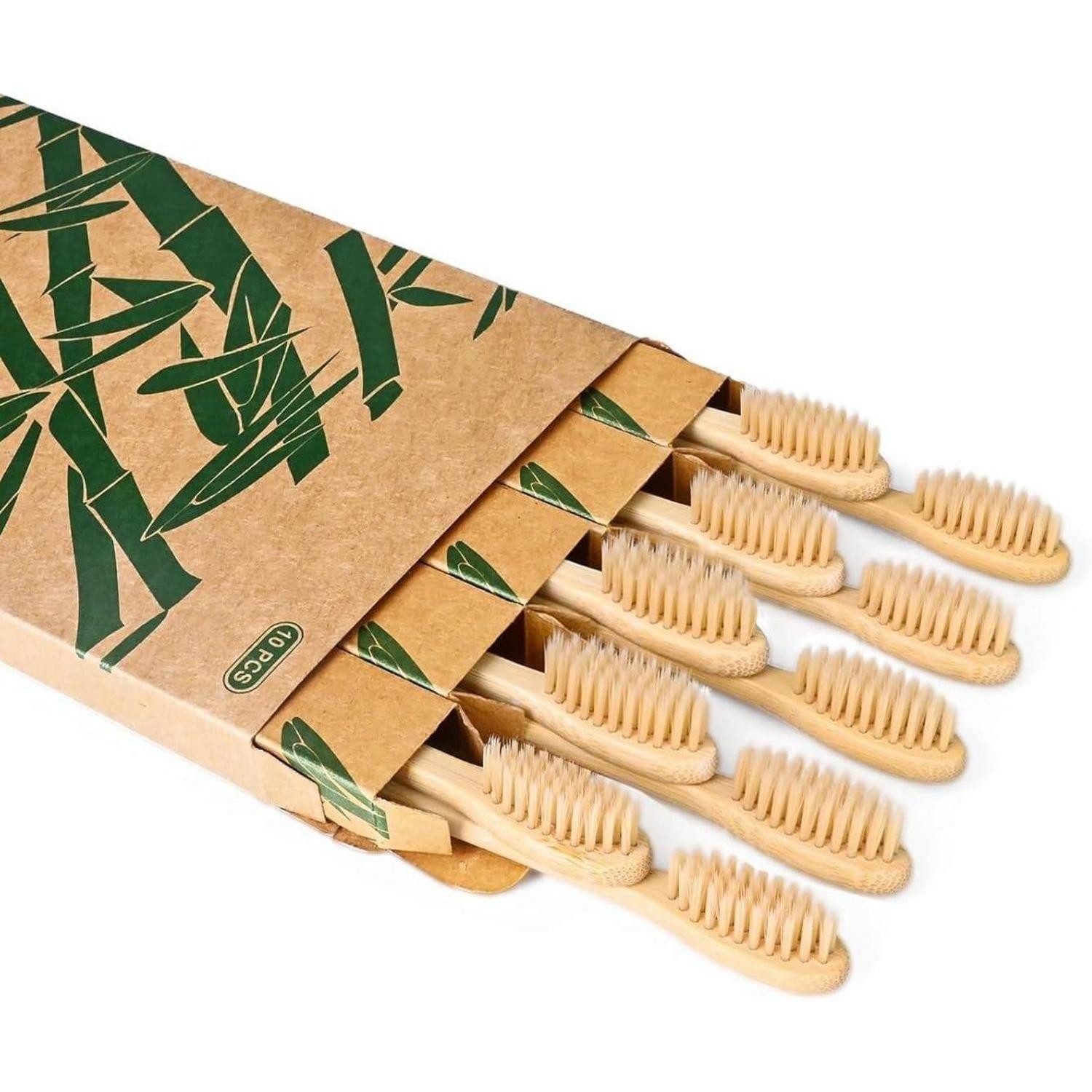 LuxusKollektion Zahnbürste 10er Pack Bambus Zahnbürste Mittel Harte BorstenBio Holzzahnbürste