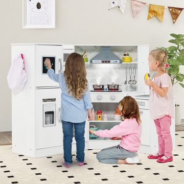 KOMFOTTEU Spielküche MDF, ABS, Kinderküche Holz mit abnehmbarem Waschbecken