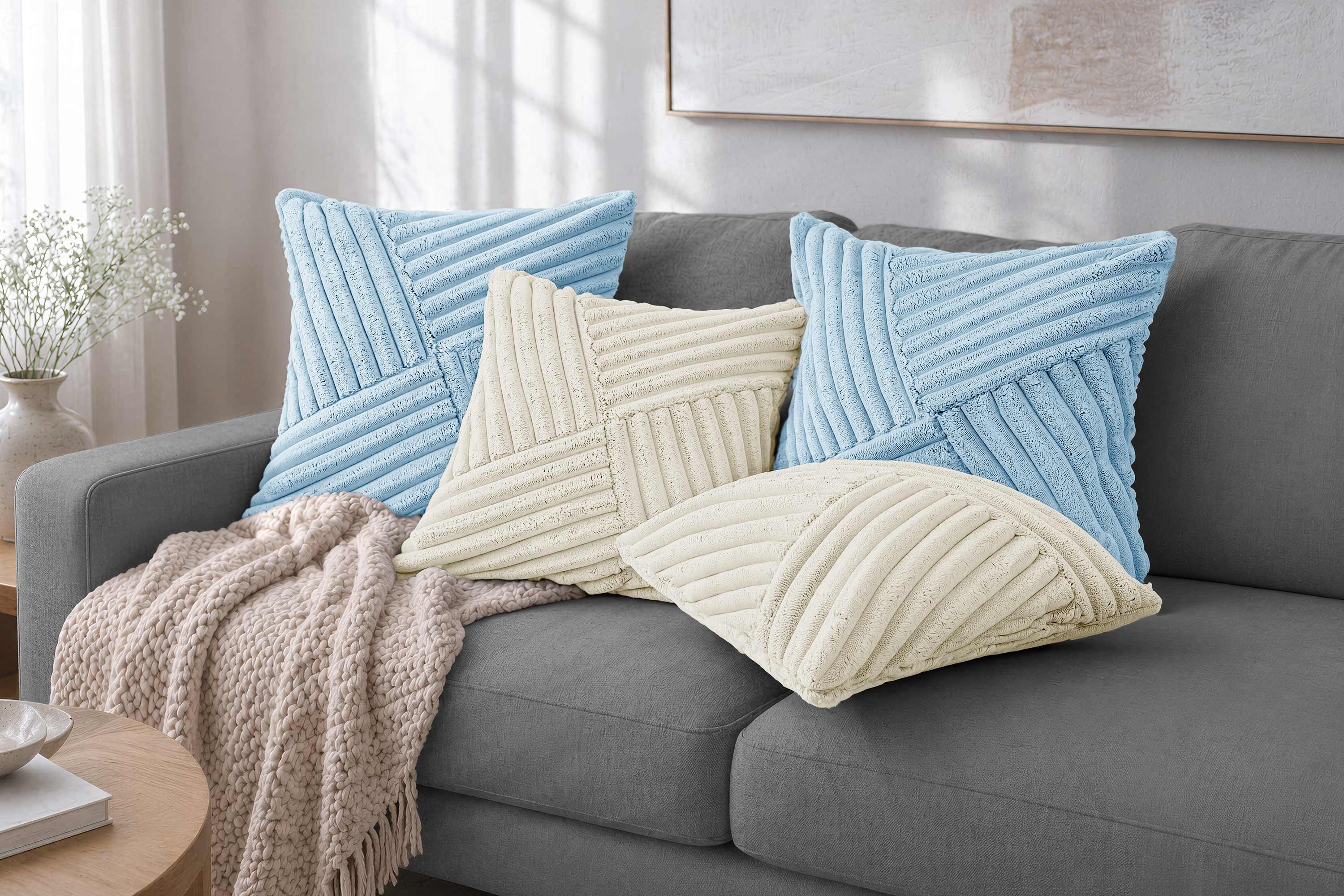 Amilian Dekokissen Sofakissen 4er Set mit Füllung und Bezug, Reißverschluss, formstabil, Reißverschluss, Cord-Optik, formstabil, 40x40 cm