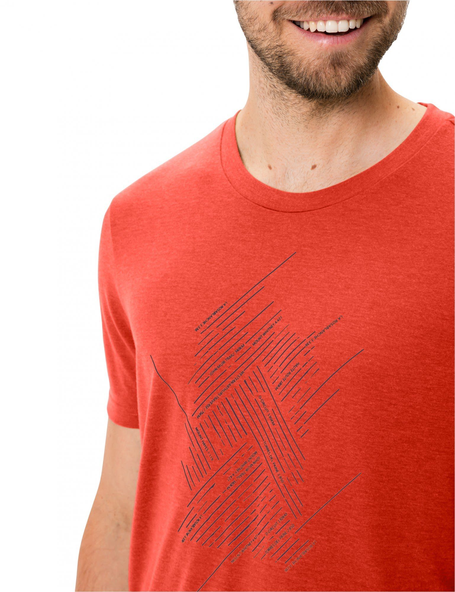 Glowing Iii T-shirt Red T-Shirt Mens Herren Tekoa Kurzarm-Shirt VAUDE Vaude