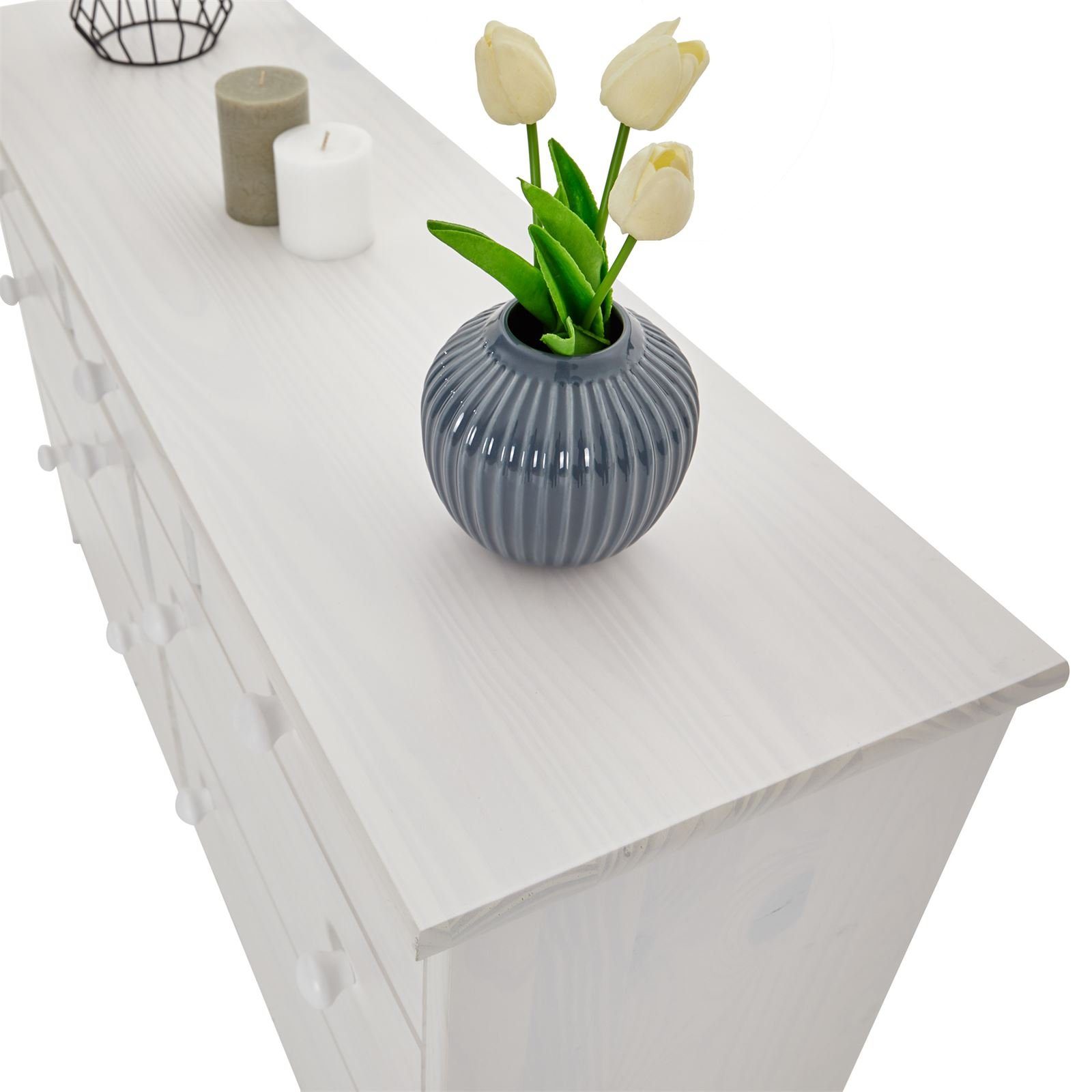 IDIMEX Kommode RONDO, Sideboard Anrichte 7 Schubladen Möbel Holz Kiefer massiv Landhaus