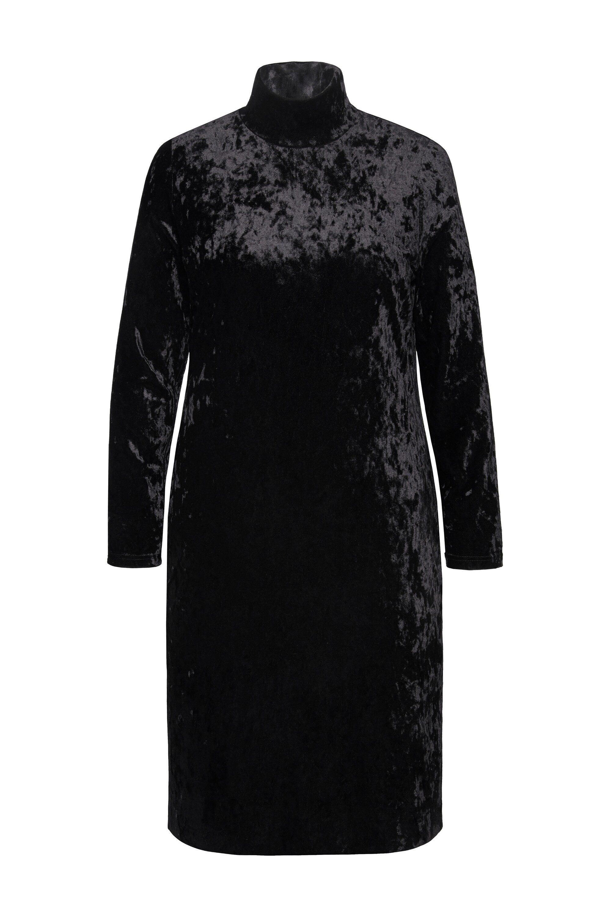 Ulla Popken Maxikleid Maxi-Samtkleid Slim Stehkragen Langarm günstig online kaufen