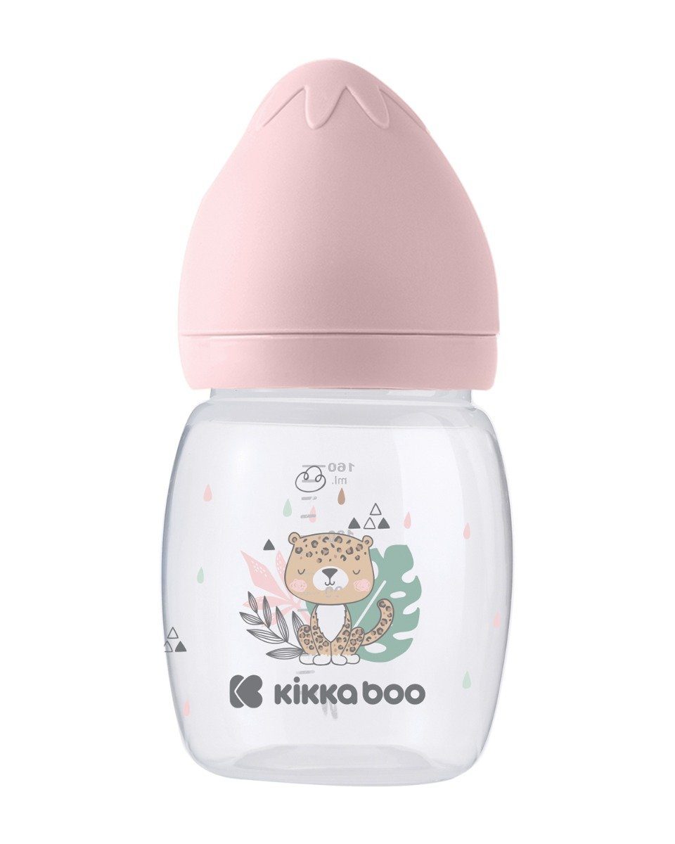 Kikkaboo Babyflasche Babytrinkflasche rosa Savanna 180ml, Anti-Kolik-Sauger, Weithalsöffnung