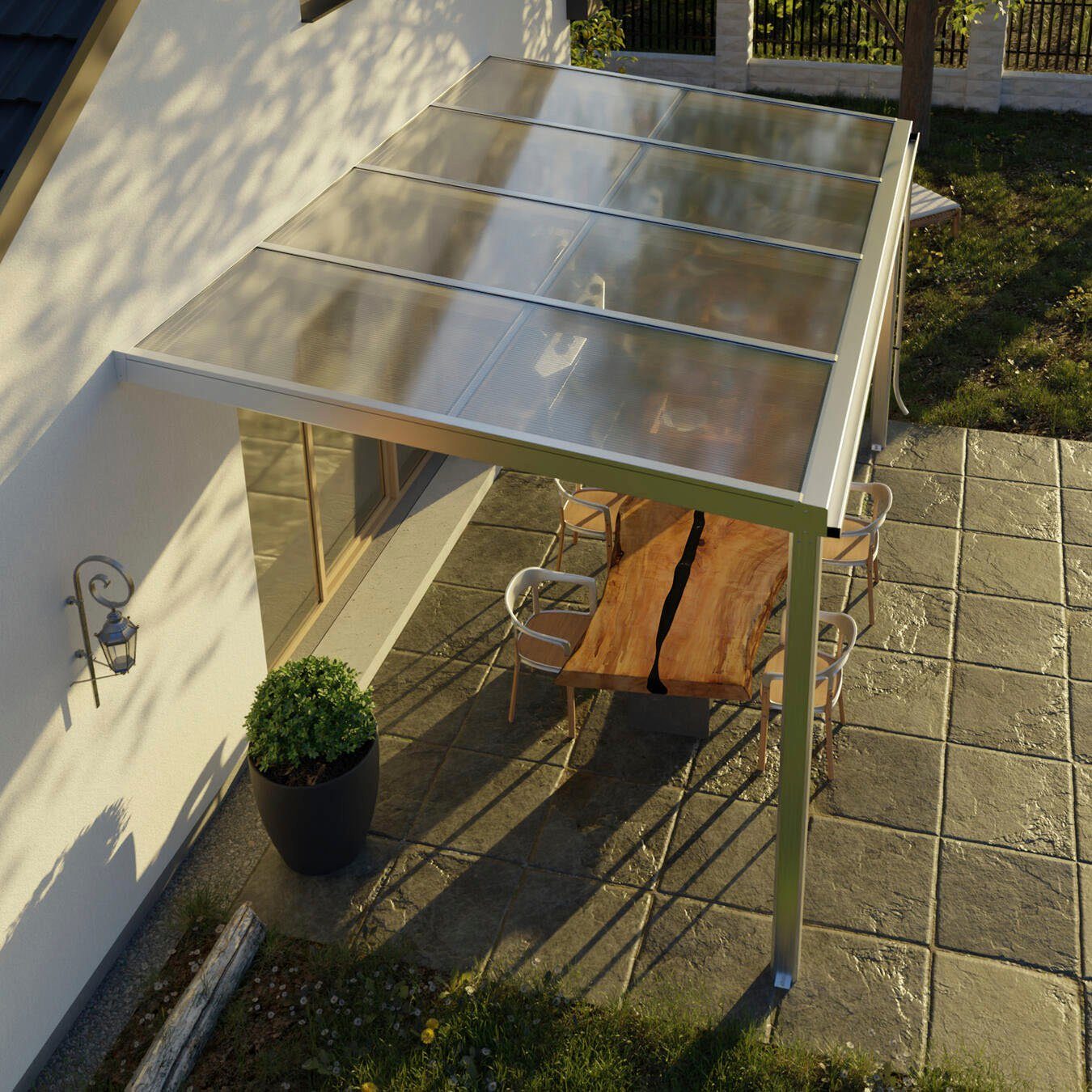 Beckmann Terrassendach Exklusiv Gr. 2, BxT: 407x270,7 cm, Bedachung Doppelstegplatten