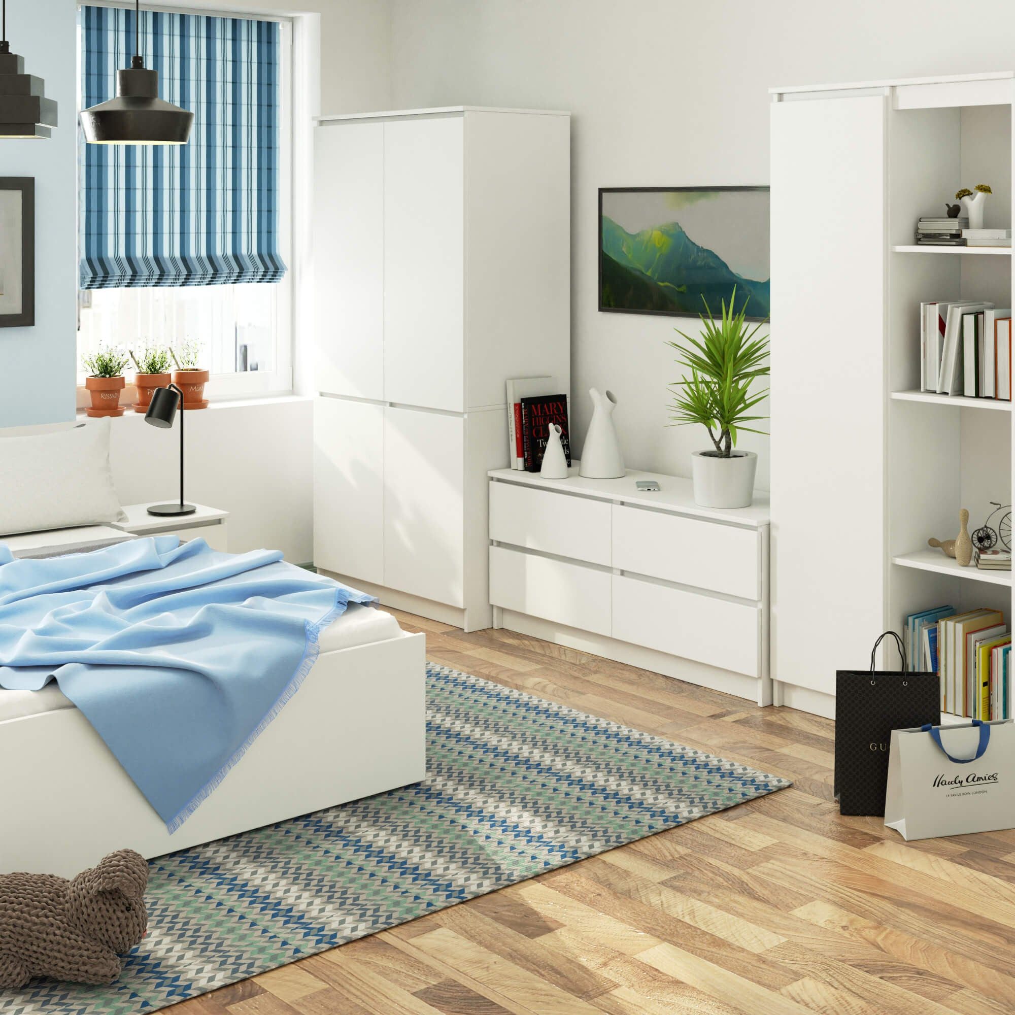 Raumhirsch Furniture Kleiderschrank Vierflügeliger Garderobenschrank - Platzsparend & Elegant - Stauraum Praktischer Kleiderschrank für Ihr Zuhause, Soft-Close Mechanismus