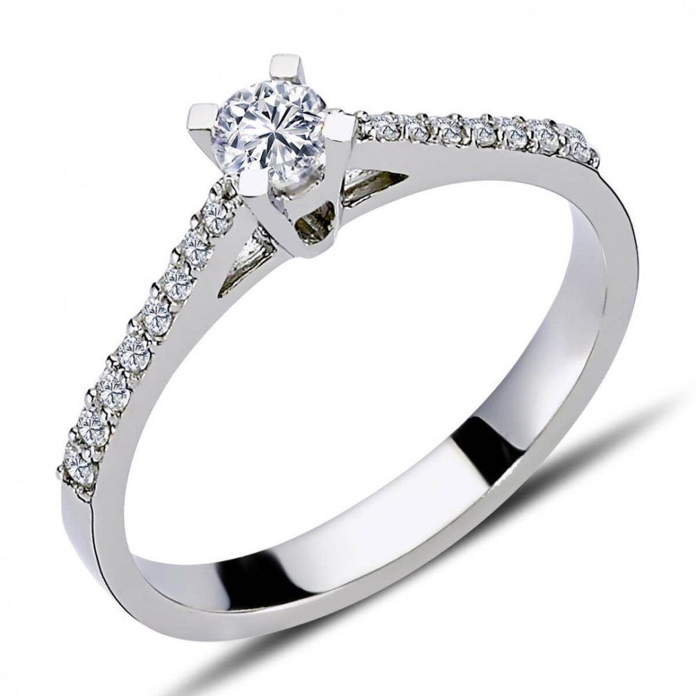 EinStein Diamant Diamantring 0,34 Carat Diamant Solitär Ring Antragsring 14  Karat Weißgold