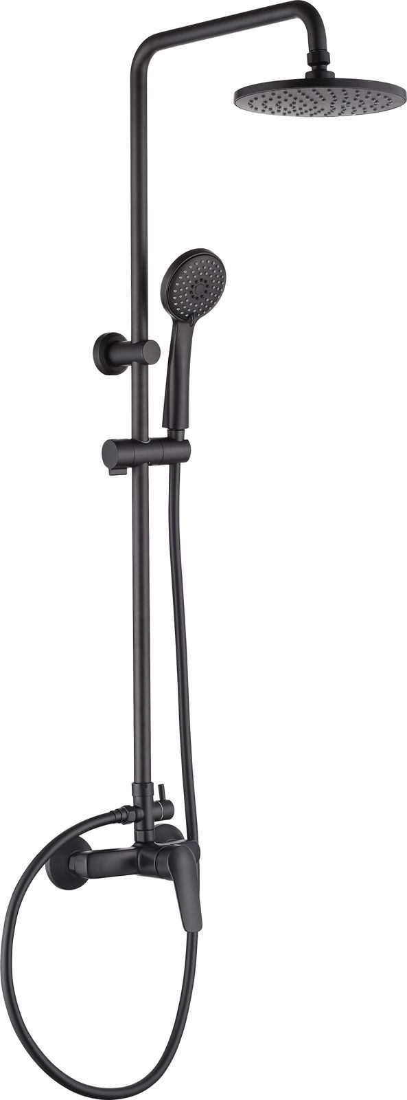 Deante Duschsäule Duschsystem "Boro" in schwarz mit Mischarmatur und 3 Strahlarten, Höhe 117.3 cm