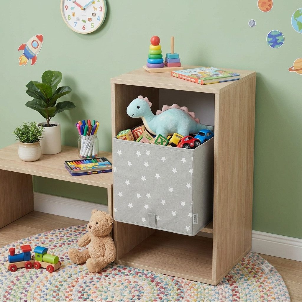 Home-trends24.de Aufbewahrungsbox Kinder Faltbox grau Sterne Aufbewahrung Box 2er-Set (2 St)