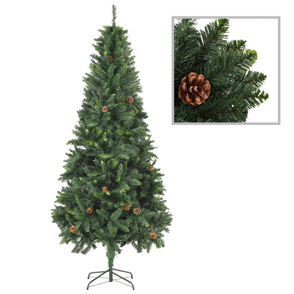 furnicato Künstlicher Weihnachtsbaum mit Kiefernzapfen Grün 210 cm