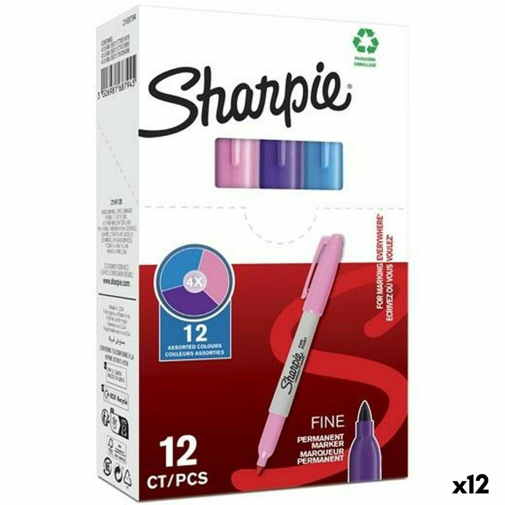 Sharpie Marker Dauermarker Lila Rosa türkis 0,9 mm (12 Stück)
