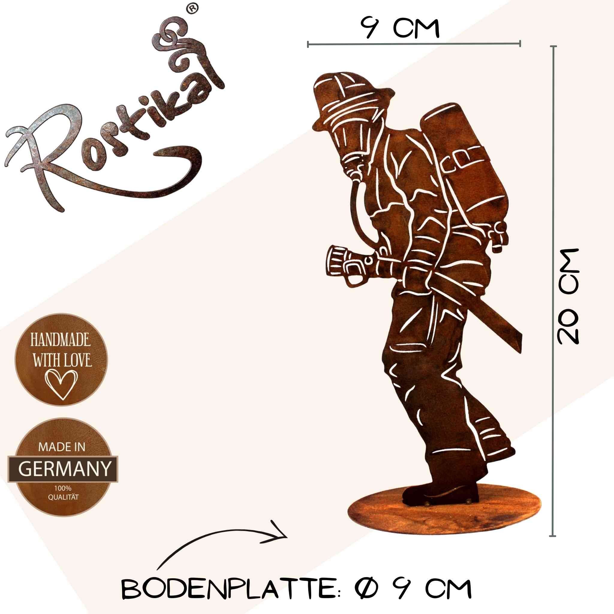 Rostikal Dekofigur Feuerwehrmann Gartendeko Rost Deko, handmade günstig online kaufen