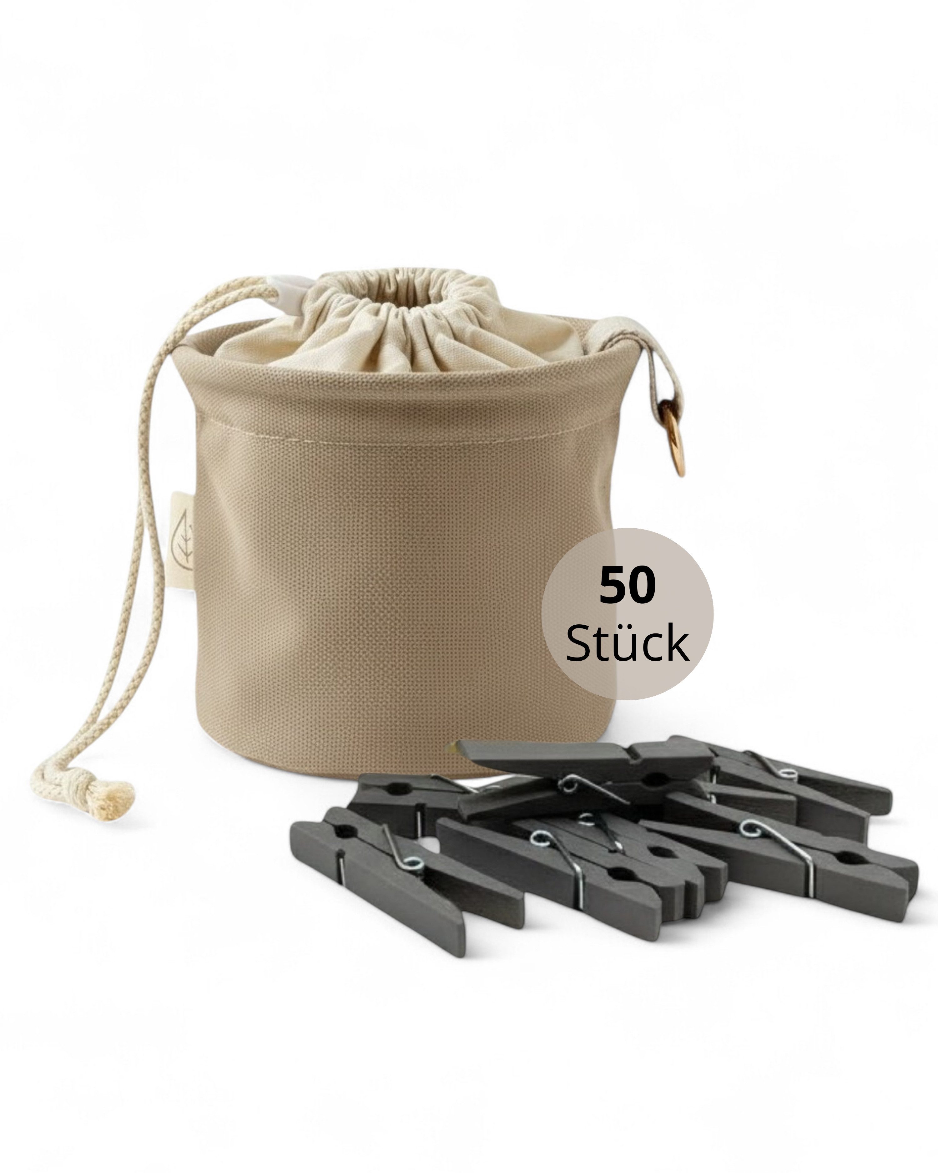 LIVLIG Wäscheklammern Wäscheklammerbeutel mit 50 Wäscheklammern, Klammersack, Aufbewahrungsbeutel, 50 Klammern aus recyceltem Kunststoff