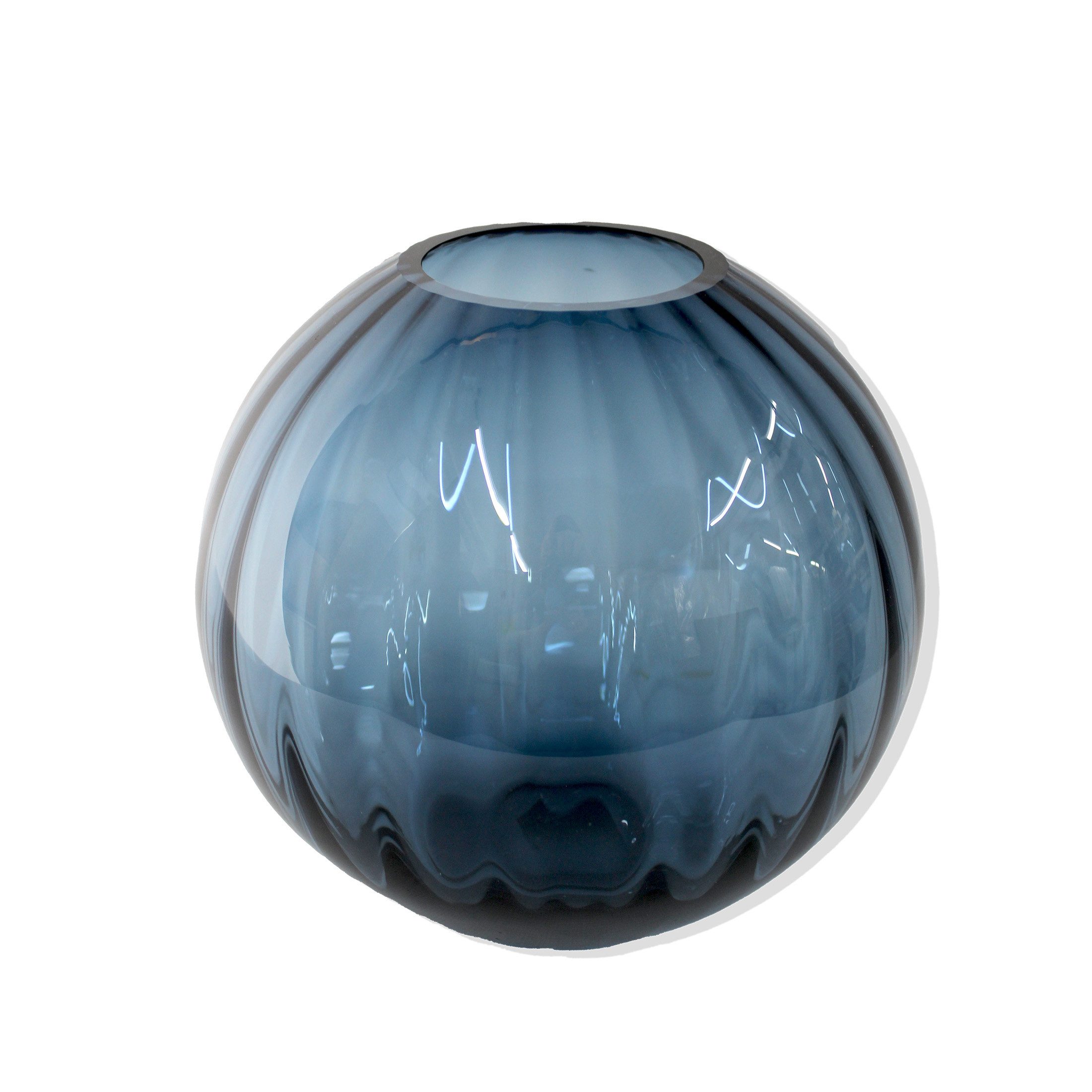 Signature Home Collection Kugelvase Glasvase rund Rillen blau braun Vase Gl günstig online kaufen