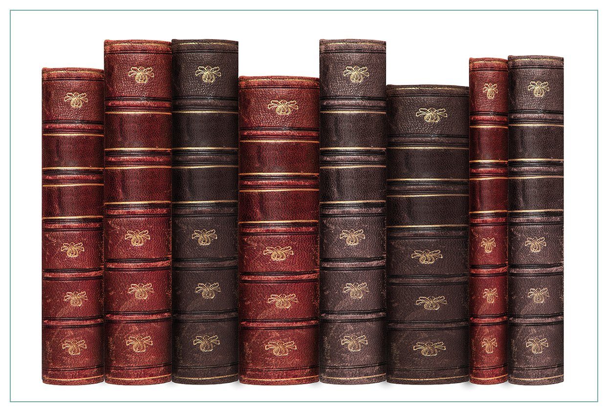 Bücher Wallario und rotem Alte (1-tlg) Küchenrückwand Ledereinband, mit braunem