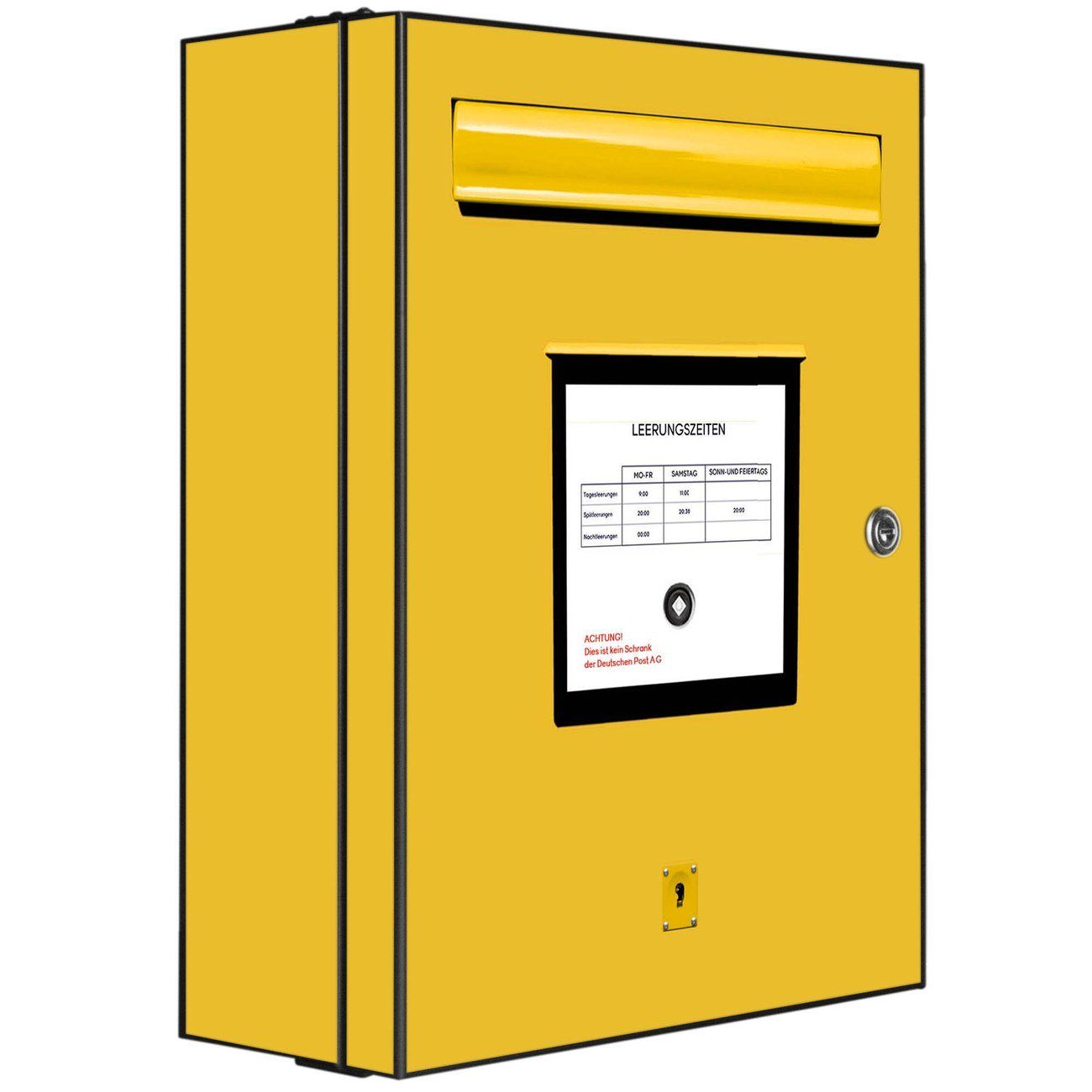 banjado Medizinschrank Stahl Briefkasten Gelb (abschließbar, 3 große und 2 kleine Fächer) 35 x 46 x 15cm schwarz