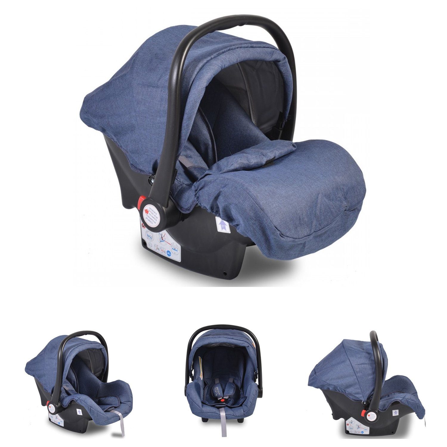 Moni Babyschale Babyschale Moni Gruppe 0+, bis: 13 kg, (0 - 13 kg) Fußabdeckung Sitzpolster 3-Punkt Gurt blau | Kindersitze 0-18 kg