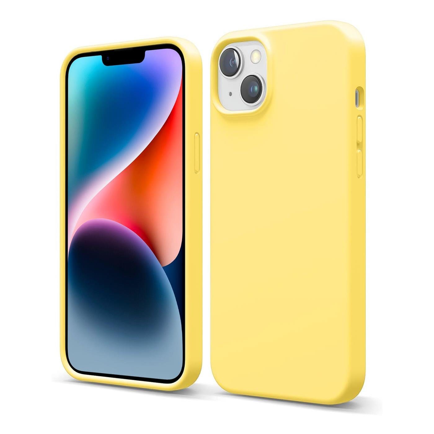 CoolGadget Handyhülle Silikon Case für das iPhone 14 Slim TPU Cover 6,1 Zoll, Weiche Schutz Hülle mit Innen Fleece aus Stoff Handy Tasche