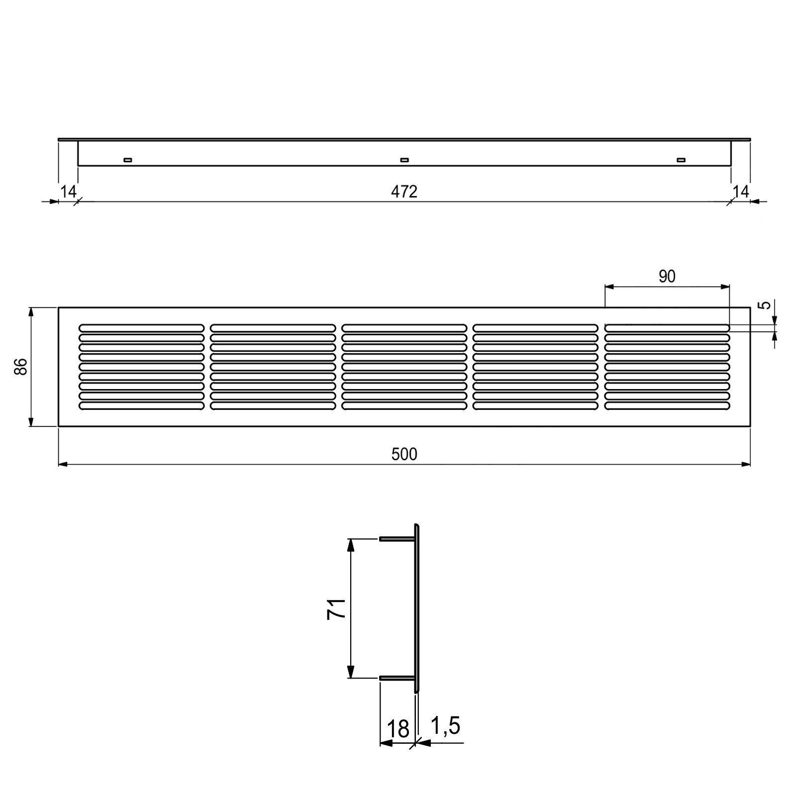 SO-TECH® Lüftungsgitter Lüftungsgitter Schlitzlochung Aluminium 500 günstig online kaufen