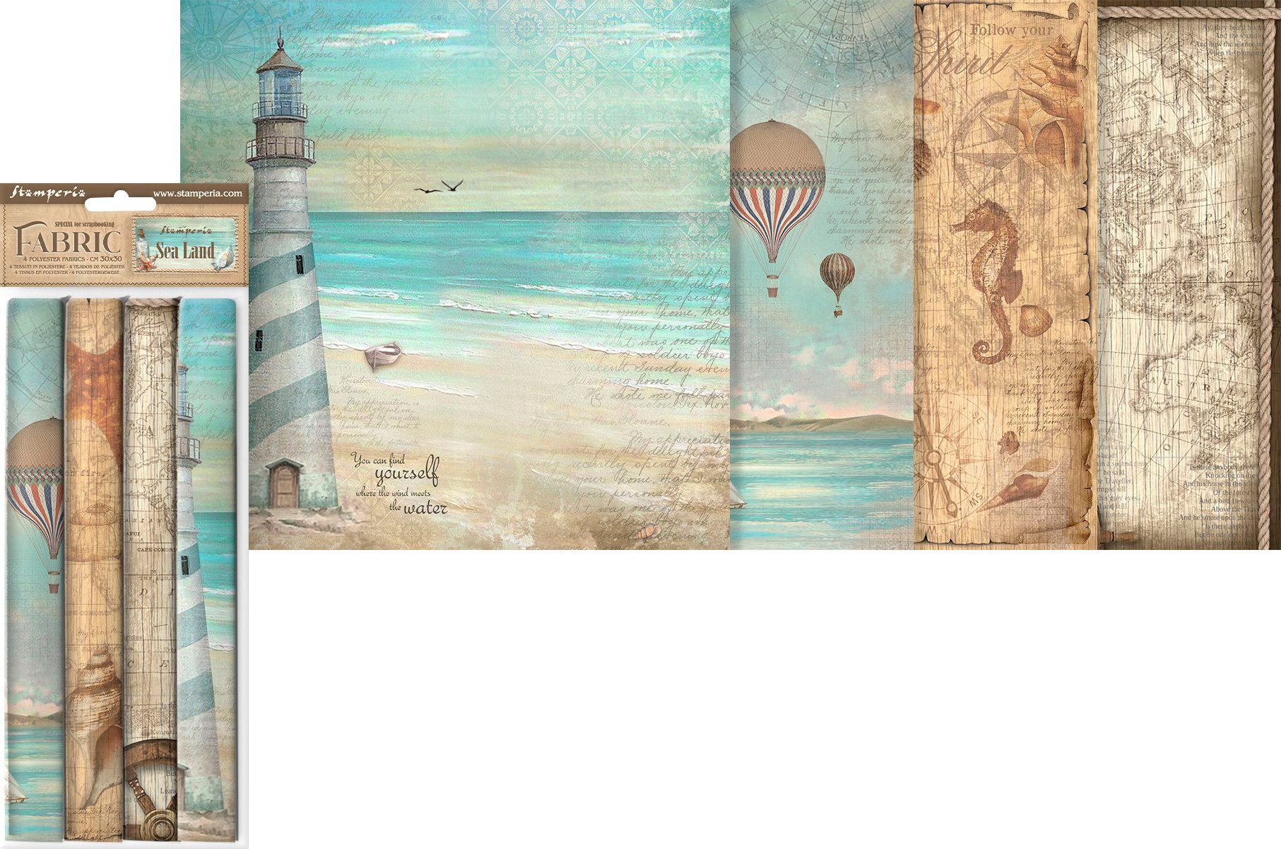 Stamperia Stoff Sea Land, 30 cm x 30 cm