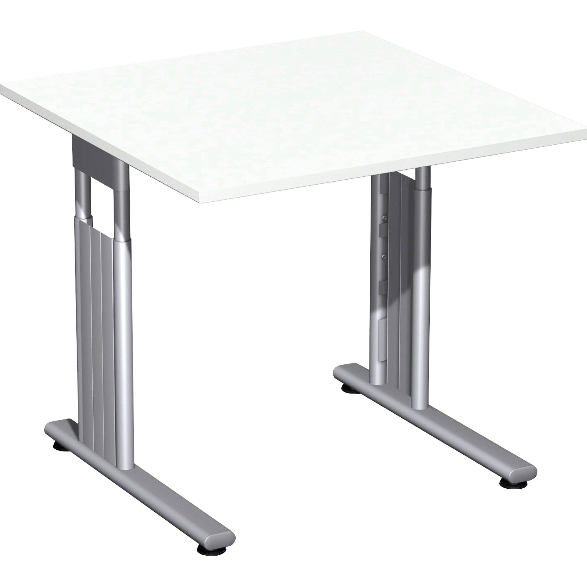 geramöbel Schreibtisch Schreibtisch Flex S-617101-WS 80x80x68-82cm weiß/silber