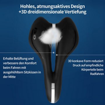 DAKYAM Fahrradsattel Bequemer Ergonomisch Fahrrad Sattel, 26,5CM x 16CM x 5CM, Stoßdämpfendes Stahlbogendesign,atmungsaktiv