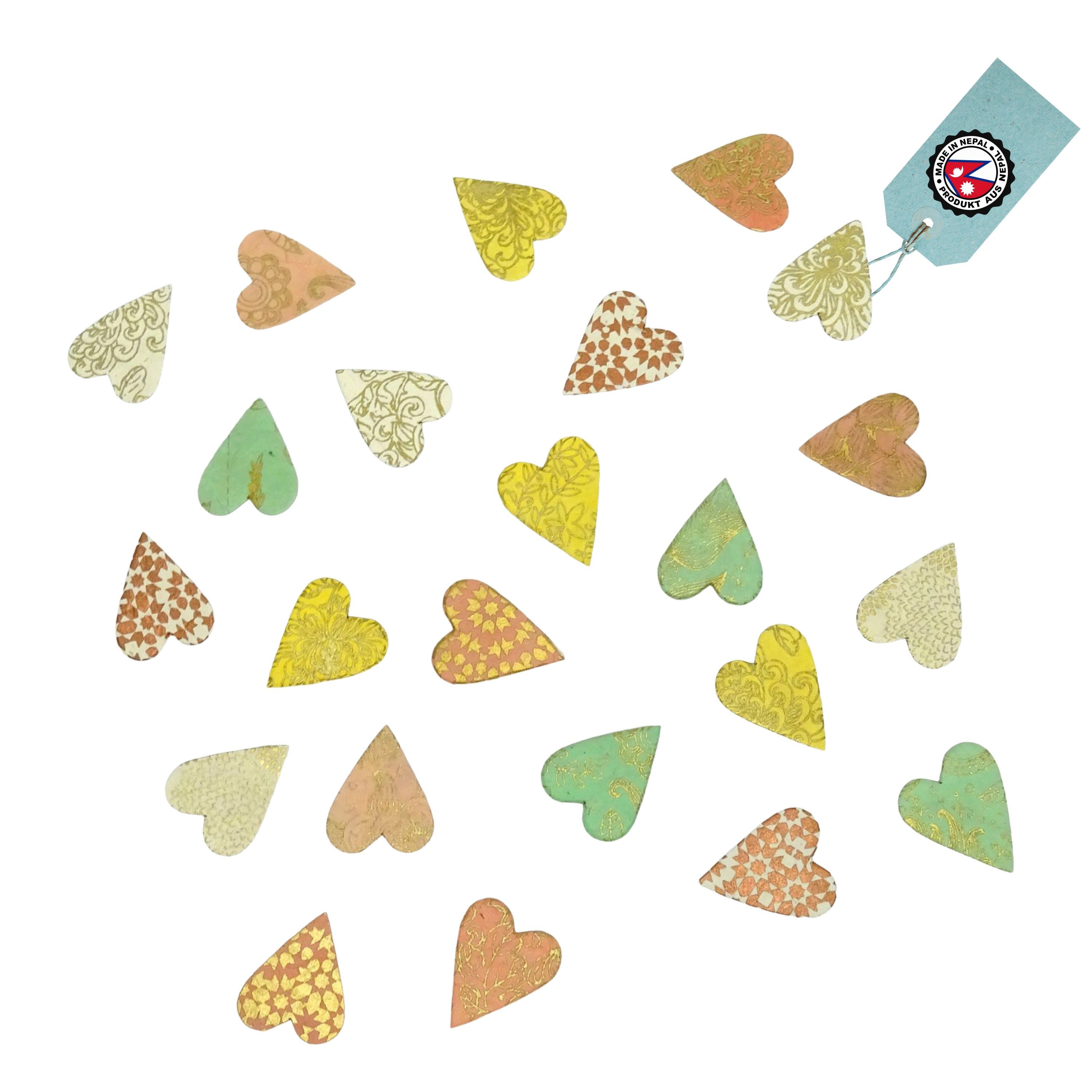 Logbuch-Verlag Dekofigur Streudeko Herzen Gold 24er-Set aus Naturpapier 3 x 4 cm handgefertigt