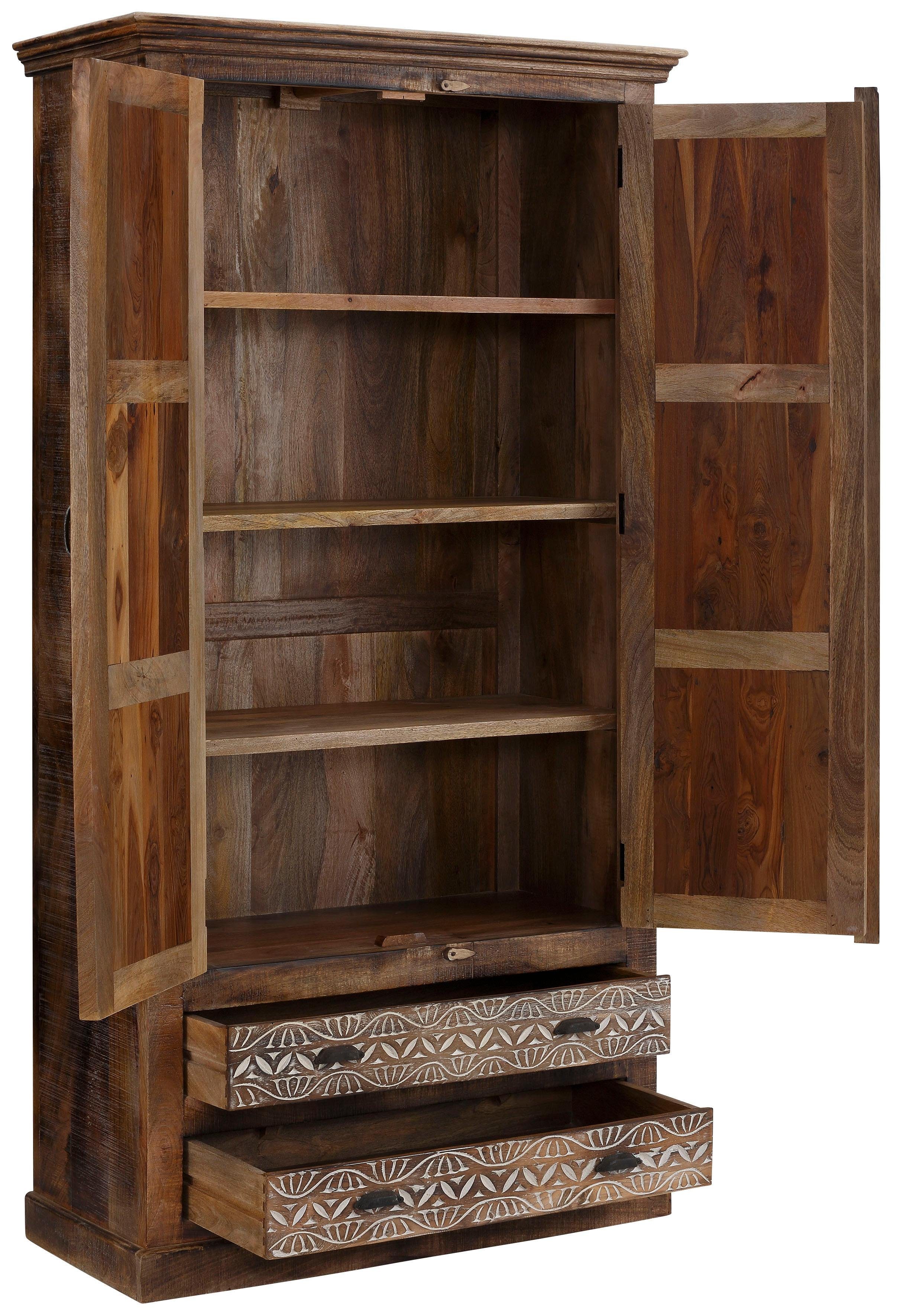 OTTO home Kleiderschrank Maneesh aus massivem Mangoholz und vielen Stauraummöglichkeiten, Höhe 190 cm – Bild 4 von 5