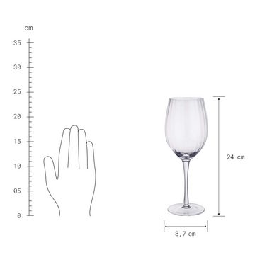 BUTLERS Rotweinglas MODERN TIMES Rotweinglas mit Rillen 550ml, Glas, mundgeblasen