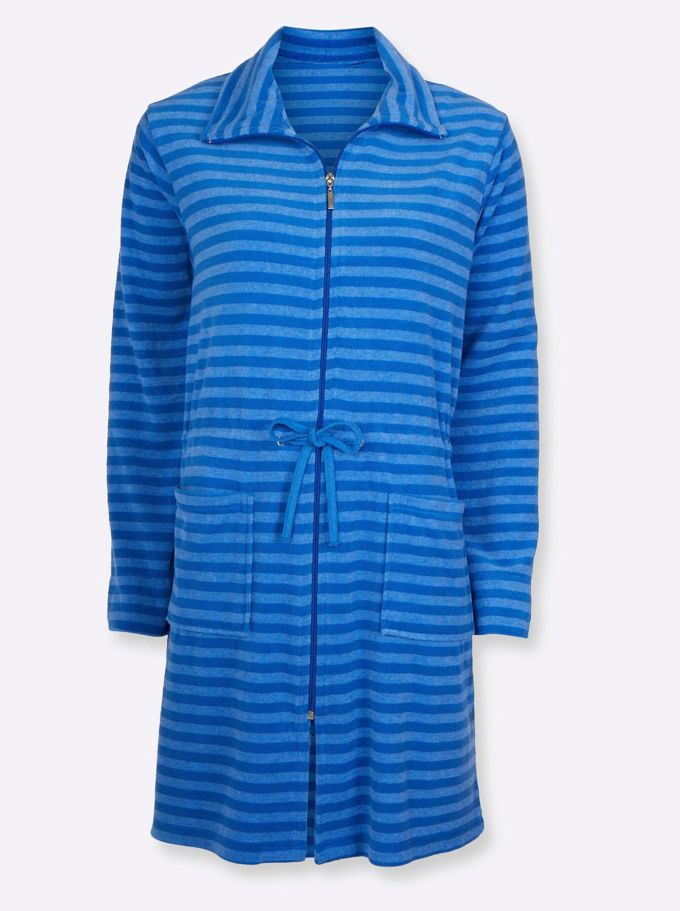 Plantier Damenbademantel Bademantel Langarm, Länge ca. 95 cm, Baumwolle